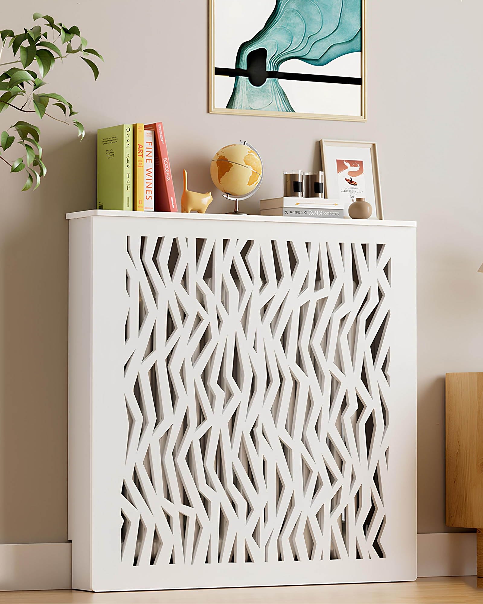 YYmmDQ White Modern Radiator Covers Heater Steam Radiator Cover for Home, Heater Heating Side Stand Cabinet Shelf Bathroom Floor Cabinet for Living Room, Hallway(L35.4 xW31.5 xD5.9)