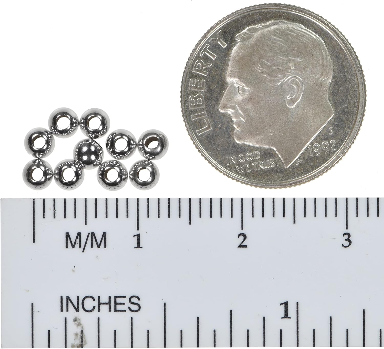 uGems 14K White Gold 3mm Hollow Smooth Beads (10 pcs)