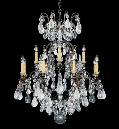 3572-76CL Swarovski Lighting Renaissance Rock Crystal Chandelier, Heirloom Bronze