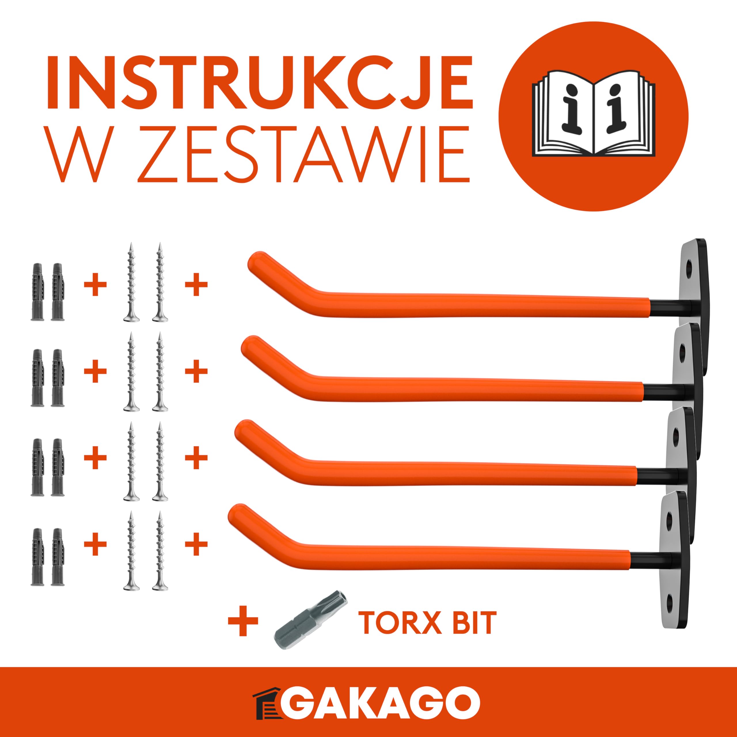 Gakago Uchwyt ścienny na opony - 4-częściowy zestaw ścienny uchwytu na felgi wraz ze śrubami i kołkami z instrukcją montażu - Bardzo długi uchwyt na opony i felgi samochodowe do przechowywania