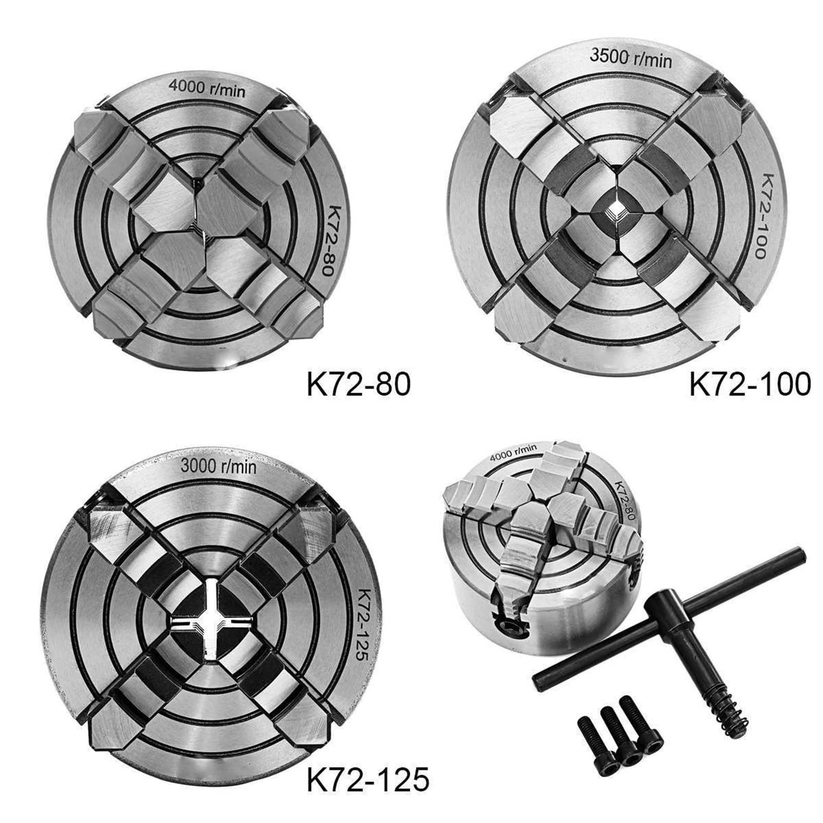 Uchwyt tokarski, 125mm Chuck 4 JAW 5 "Tokarka Niezależna i odwracalna szczęka Sanou k72125. Do CNC. Wiercenie Wiertnice(K72-125mm)
