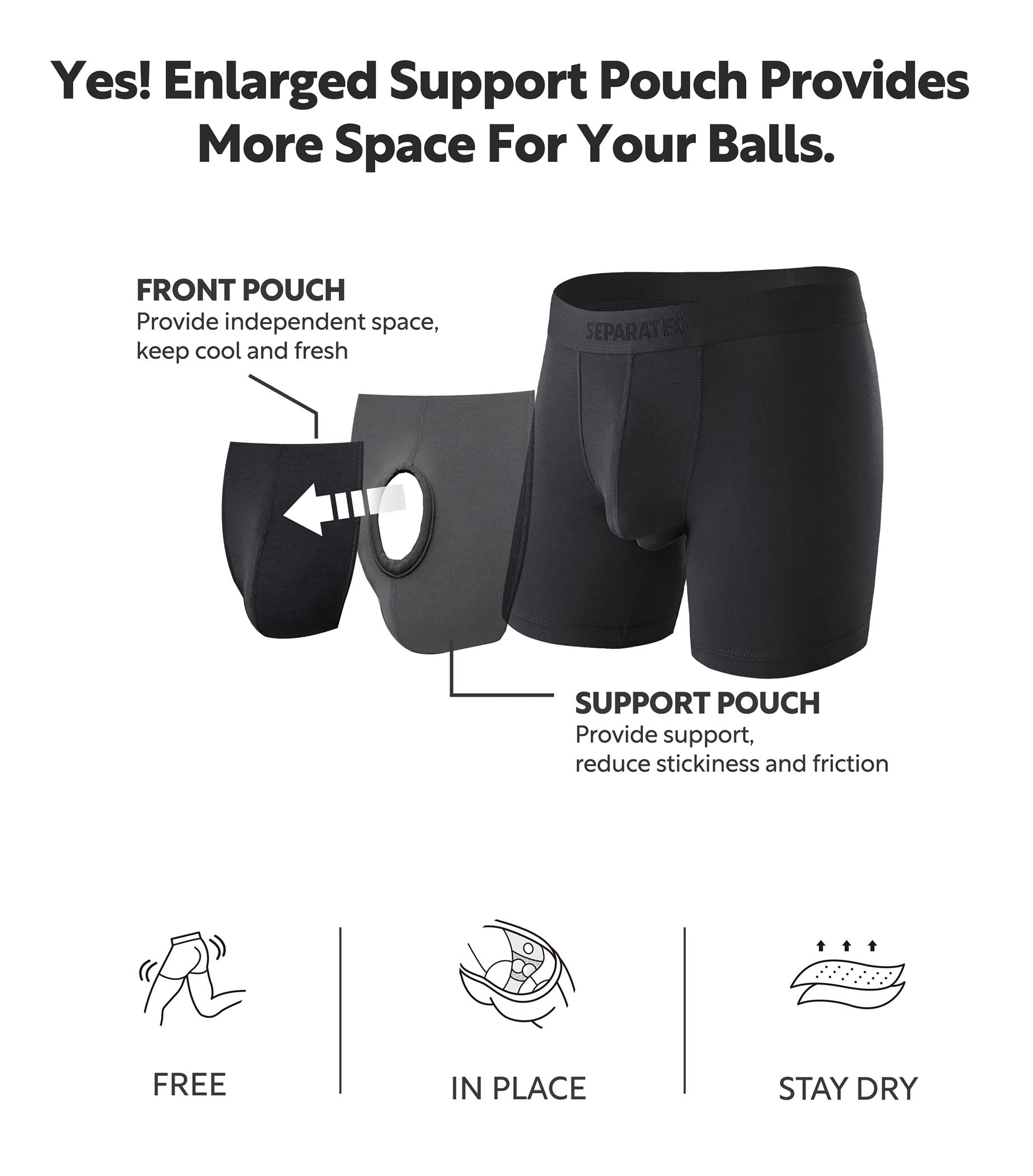 Separatec Mutande Boxer Uomo Doppia Tasca Indipendente Elastico Boxers Lunghi bambù Traspirante Morbido 35mm Cintura Senza Cuciture Intimo Pantaloncini Multipack
