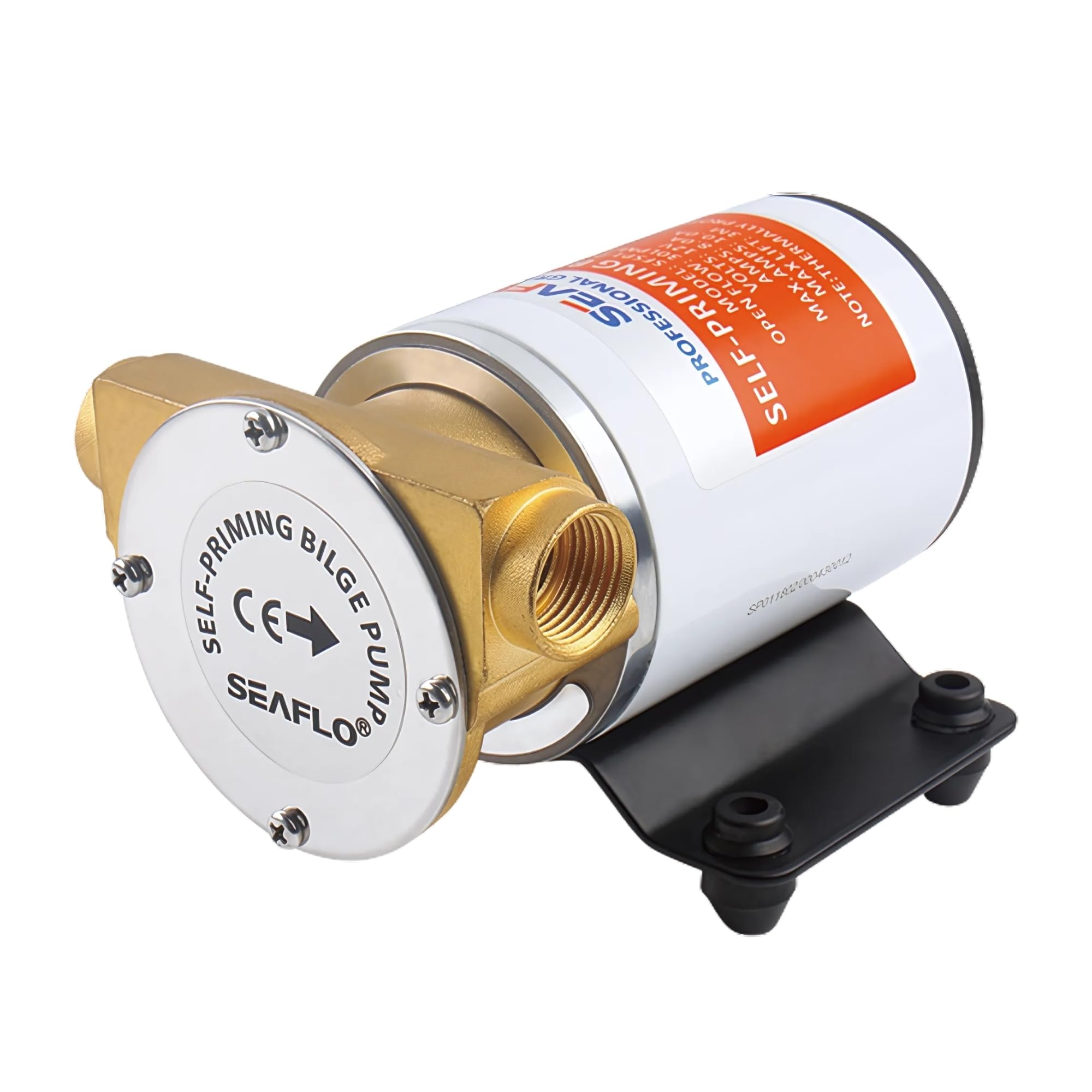 SEAFLO Self-Priming Impeller Bilge Pump - 12V DC, 8 GPM, 1/2-Inch FNPT Ports, Marine-Grade Bronze Head, Thermally Protected, Reversible Flow, Quiet Efficient Motor for Bilge Water Drainage