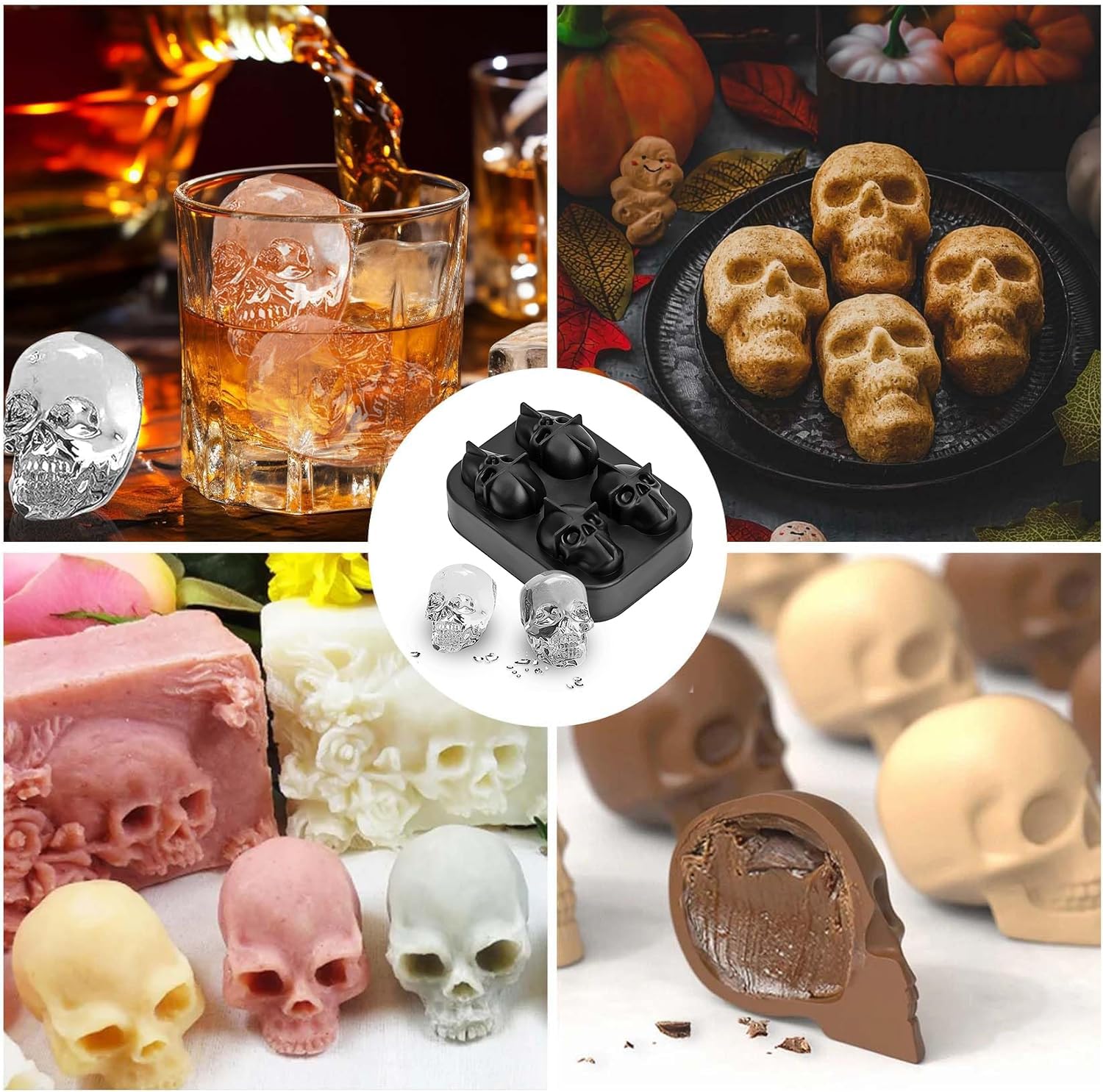 AOUVT - 4 Pcs Bac à Glaçon Silicone Avec Couvercle Moule à Glaçons 148