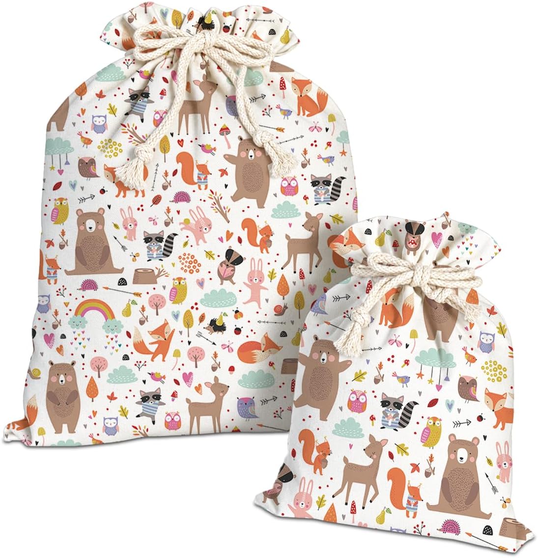 ERJHFGHU 2 Pcs Drawstring Gift Bags, Whimsical Animal Reusable Storage Bags