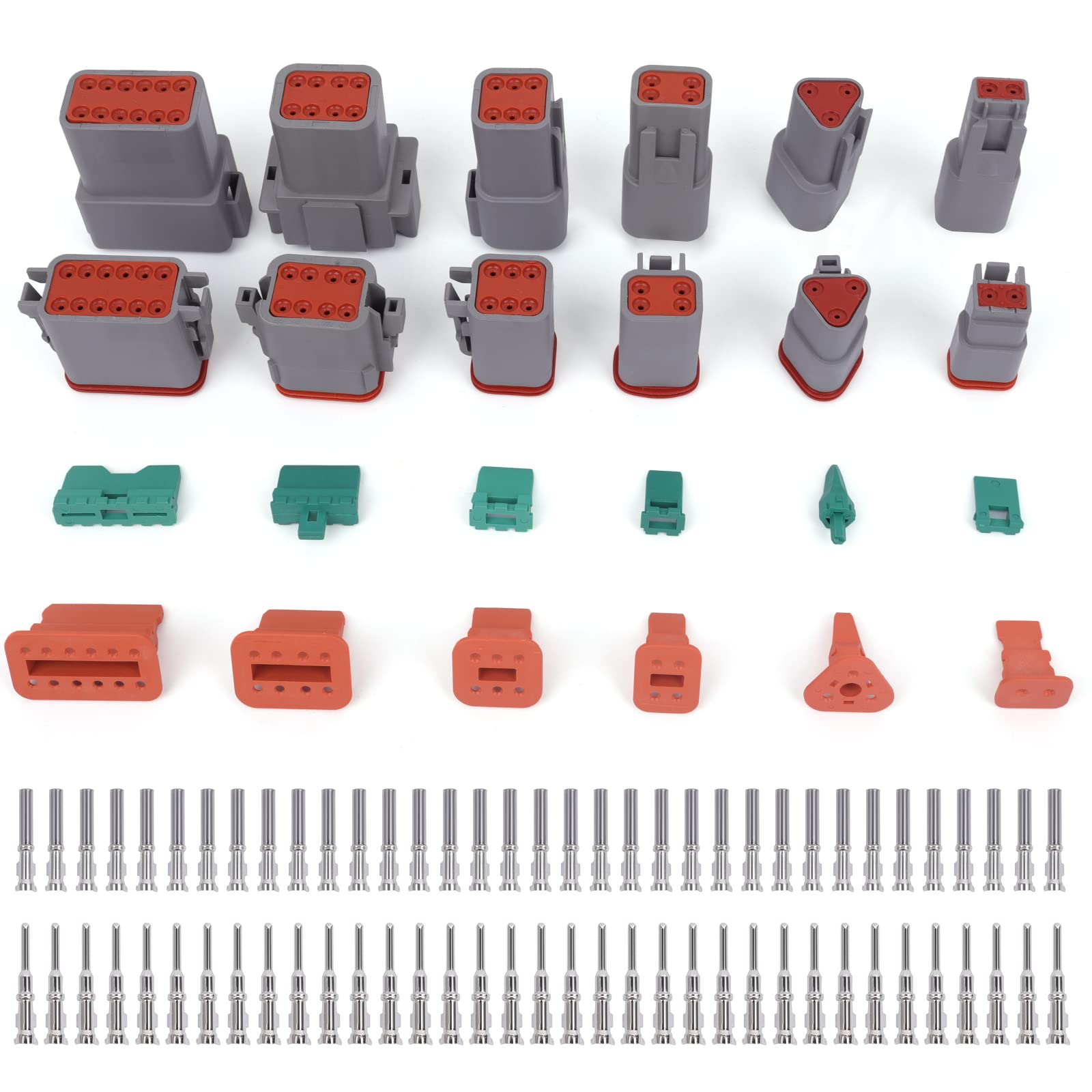 AUTSCA 96PCS Deutsch DT Series Connector kit, 2 3 4 6 8 12 Pin Connectors with Size 16 Stamped Contacts,Sealed automotive electrical connectors for Cars, Trucks, Boats, Motorcycle, Scooter