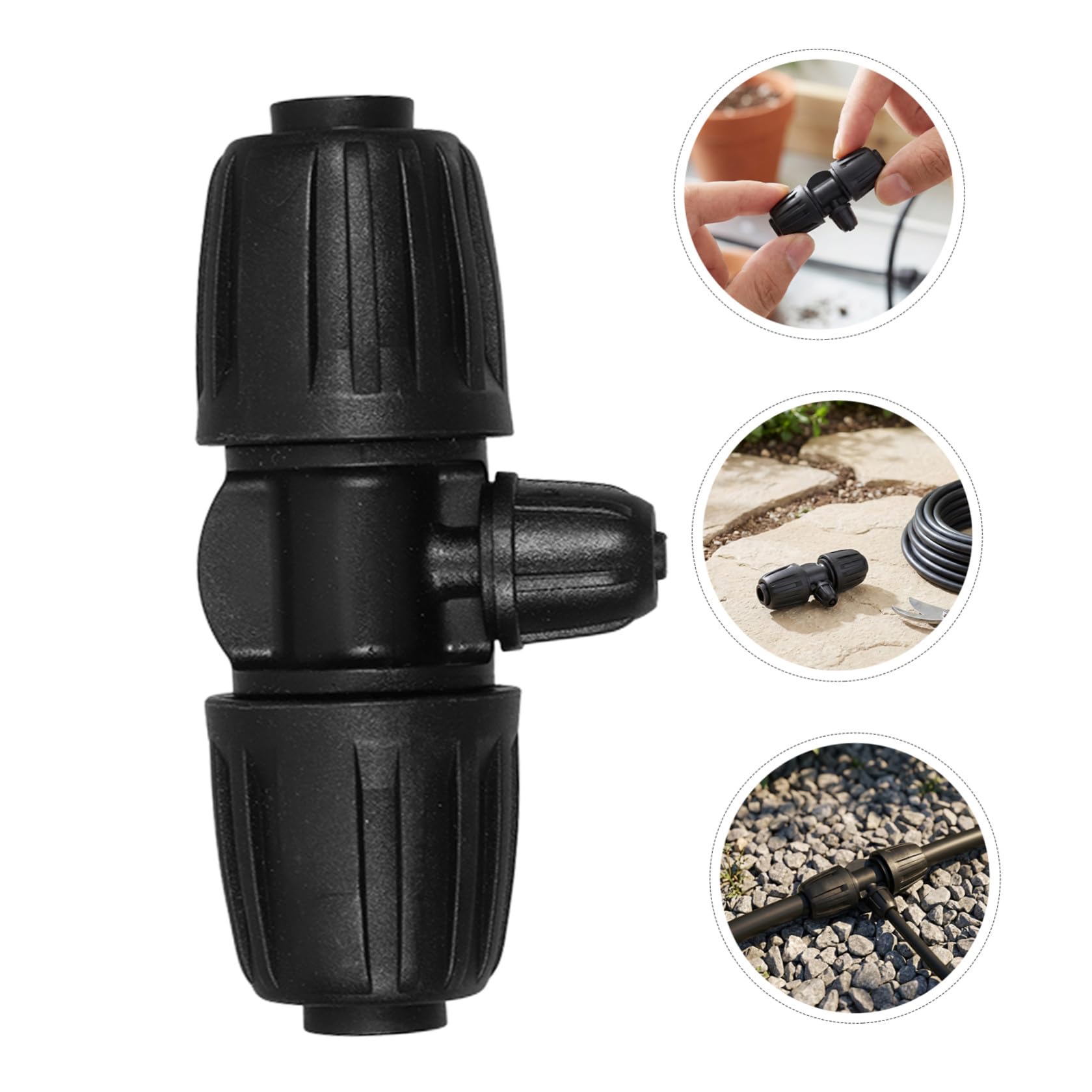 30 Pezzi Raccordi per Irrigazione Agricola Pe Dadi Autobloccanti Antiscivolo, Attacco a Tre Vie 1/2" a 1/4" in Pp, Facile Installazione per Giardino e Serra,