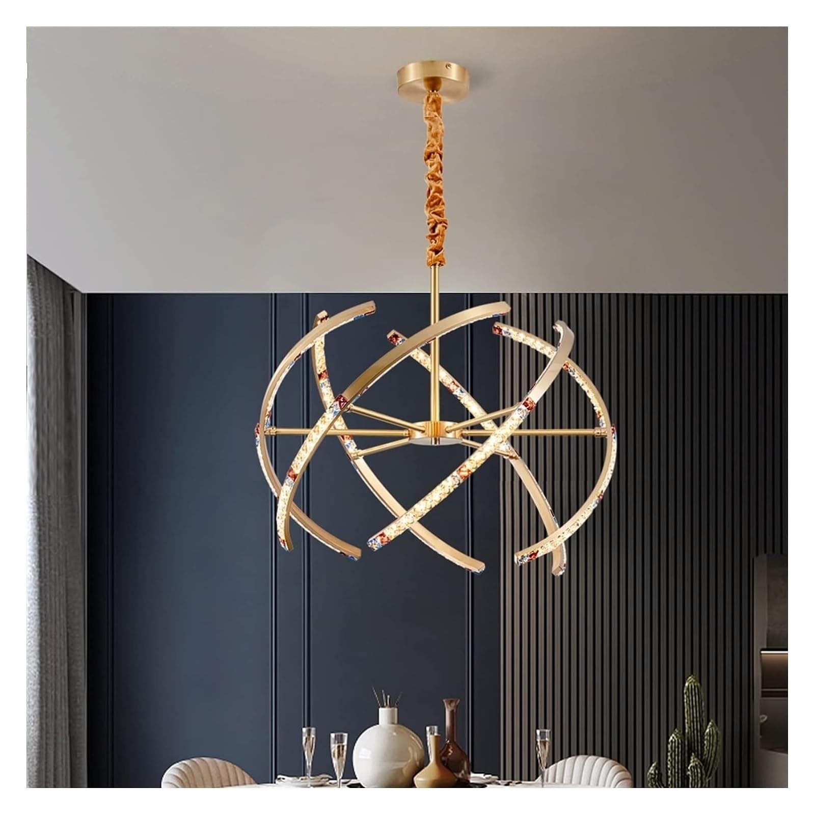 Jybnbbe 6000K Ceiling Pendant Lighting Crystal Chandelier - Design Modern Chandelier Living Room Luxury Copper Crystal Lamp Home Decoration Ceiling Chandelier Lighting,-66Cm