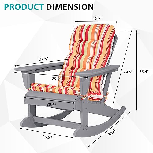 Miniatura 3 de Sundale Outdoor - Silla mecedora Adirondack con cojín, Adirondack de plástico HDPE para todo clima, resistente al agua para exteriores, jardín,
