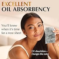 Vista 5 de Hojas de secado de aceite natural para cara con carbón de bambú, 25% más grandes, 1 unidad/100 hojas absorbentes de aceite aptas para maquillaje