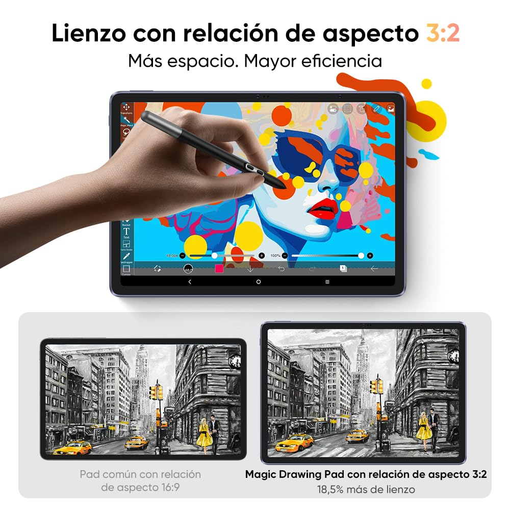 XPPen Tableta Gráfica con Pantalla Independiente 12 Pulgadas, Magic Drawing Pad Android 14 con Lápiz 16K Niveles, 8GB+256GB WiFi con 8000mAh Batería, Tableta Dibujo Digital 115% sRGB Resolución 2K