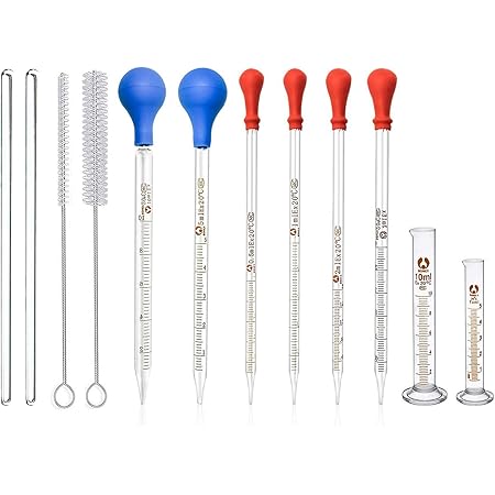 Vetro Pipette, JESSTOLO 6 pezzi Pipettatori Contagocce Graduati in ...