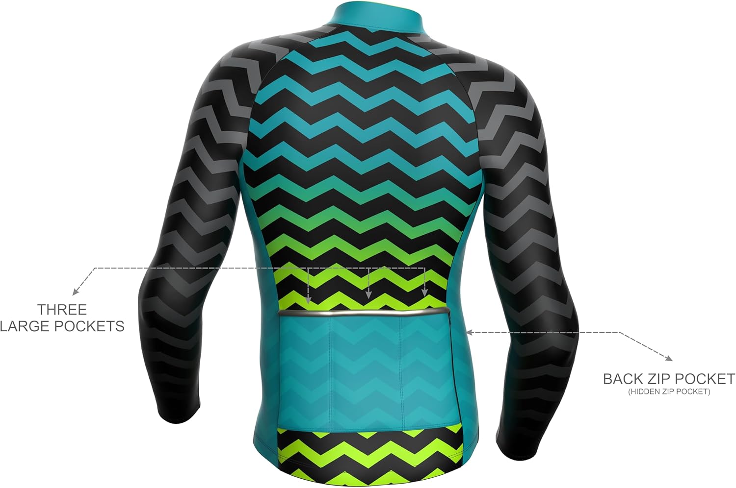 Sparx Men Winter Cycling Jerseys Bike Bicycle Long Sleeve Thermal Fleece Cold Weather Jacket (Zigzag, 2XL) - Image 4