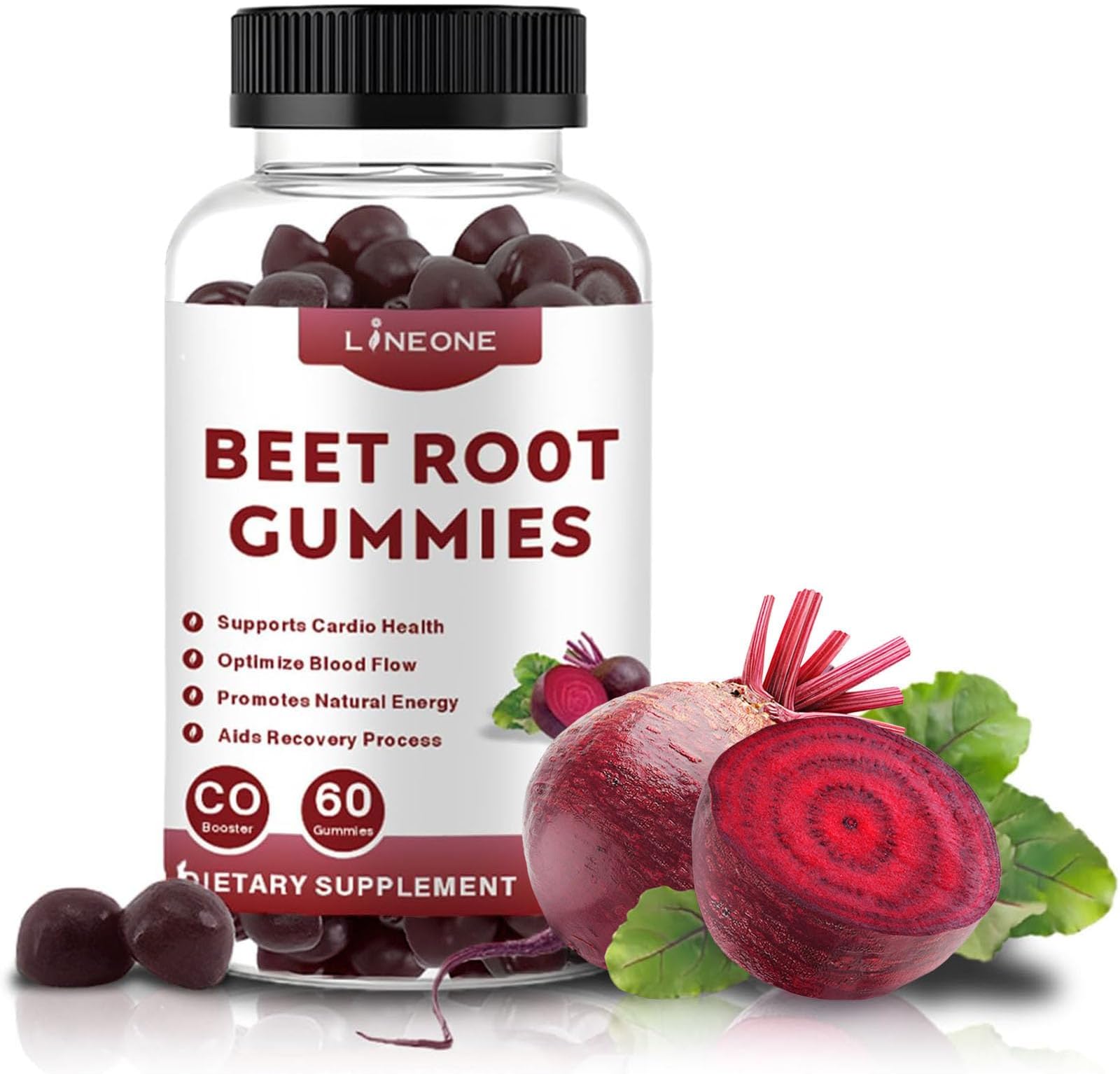 LINEONE Beet Root Gummies for Blood Pressure and Circulation 1000mg Nitric Oxide
