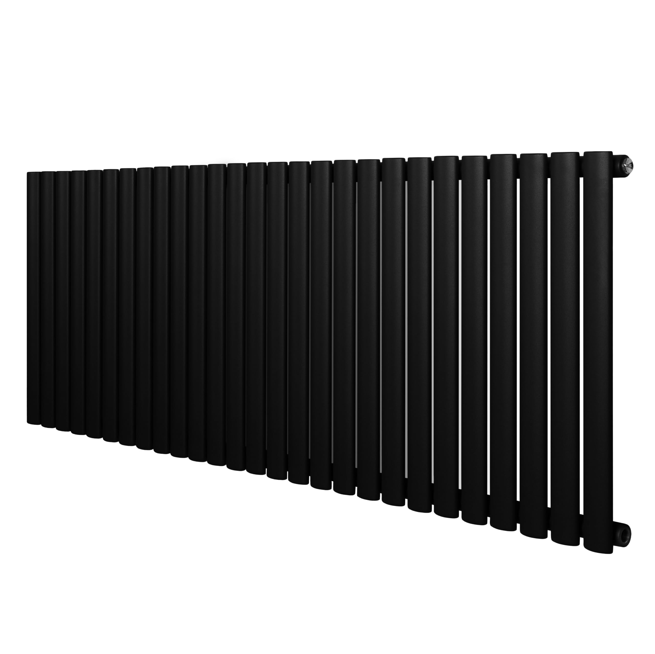 Oval Single Column Radiator 600 x 1620mm Modern Designer Single Panel Central Heating Heater Matt Black Carbon Steel Horizontal Kitchen Living Room FREE Cleaning Brush Fixing Kit & Brackets
