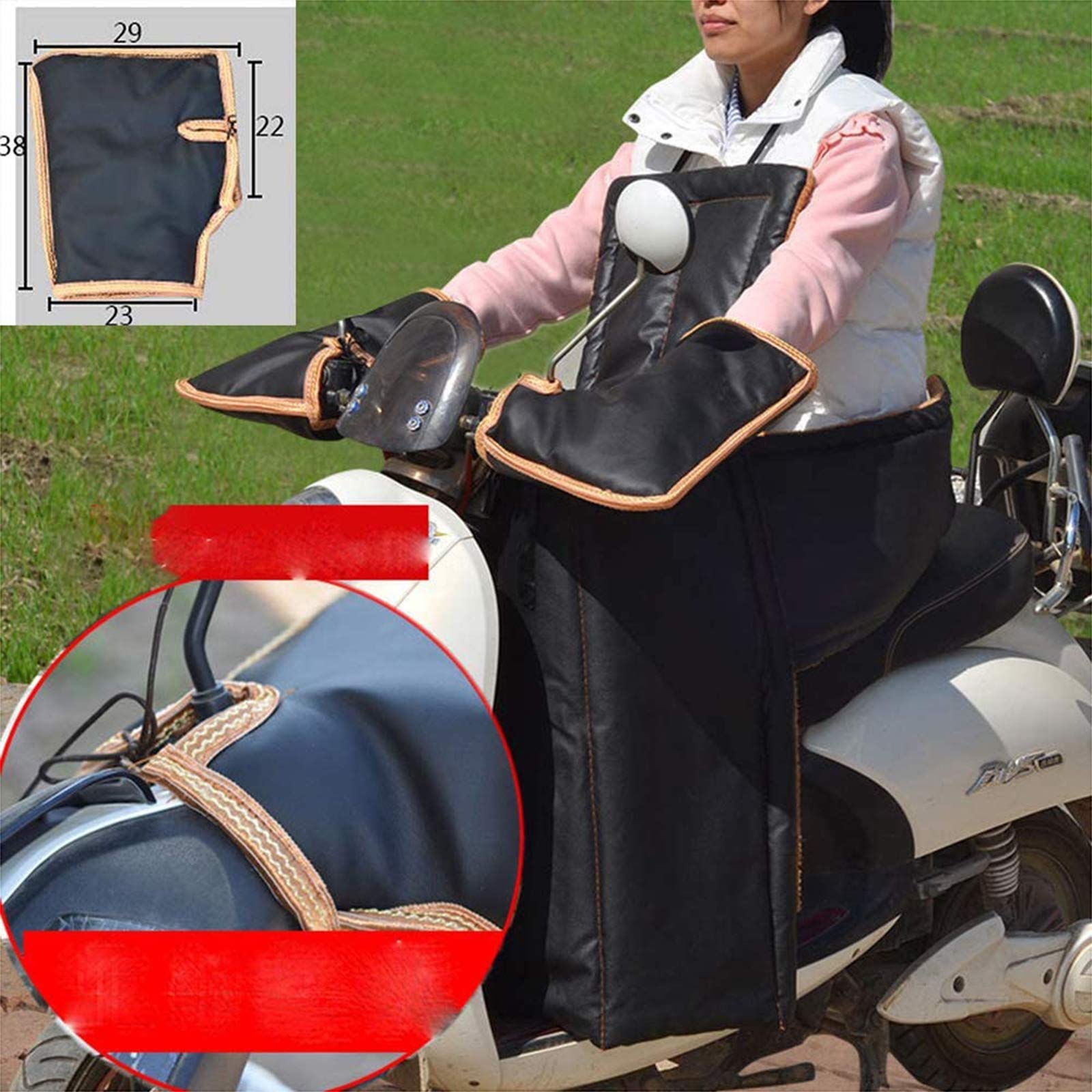 ZHANGMEI Winter Roller Motorfahrer Beinschutz Taille Lenkerhandschuhen, PU Universal Regenschutz Motorroller Motorrad Radsport Handschuhe Motorrad Wetterschutz,Big Mouth Auto & Motorrad