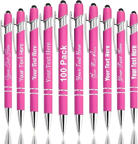 Miniatura 104 de Hasta 300 bolígrafos personalizados a granel con nombre personalizado con grabado gratis, puntas de lápiz capacitivo grabado, bolígrafo para Púrpura