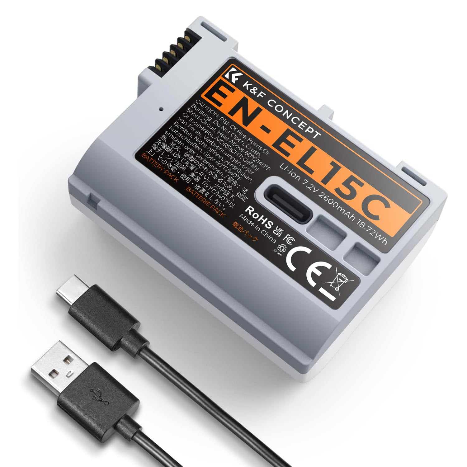 Amazon.com: K&F CONCEPT 2600mAh EN-EL15C Battery, USB-C Fast