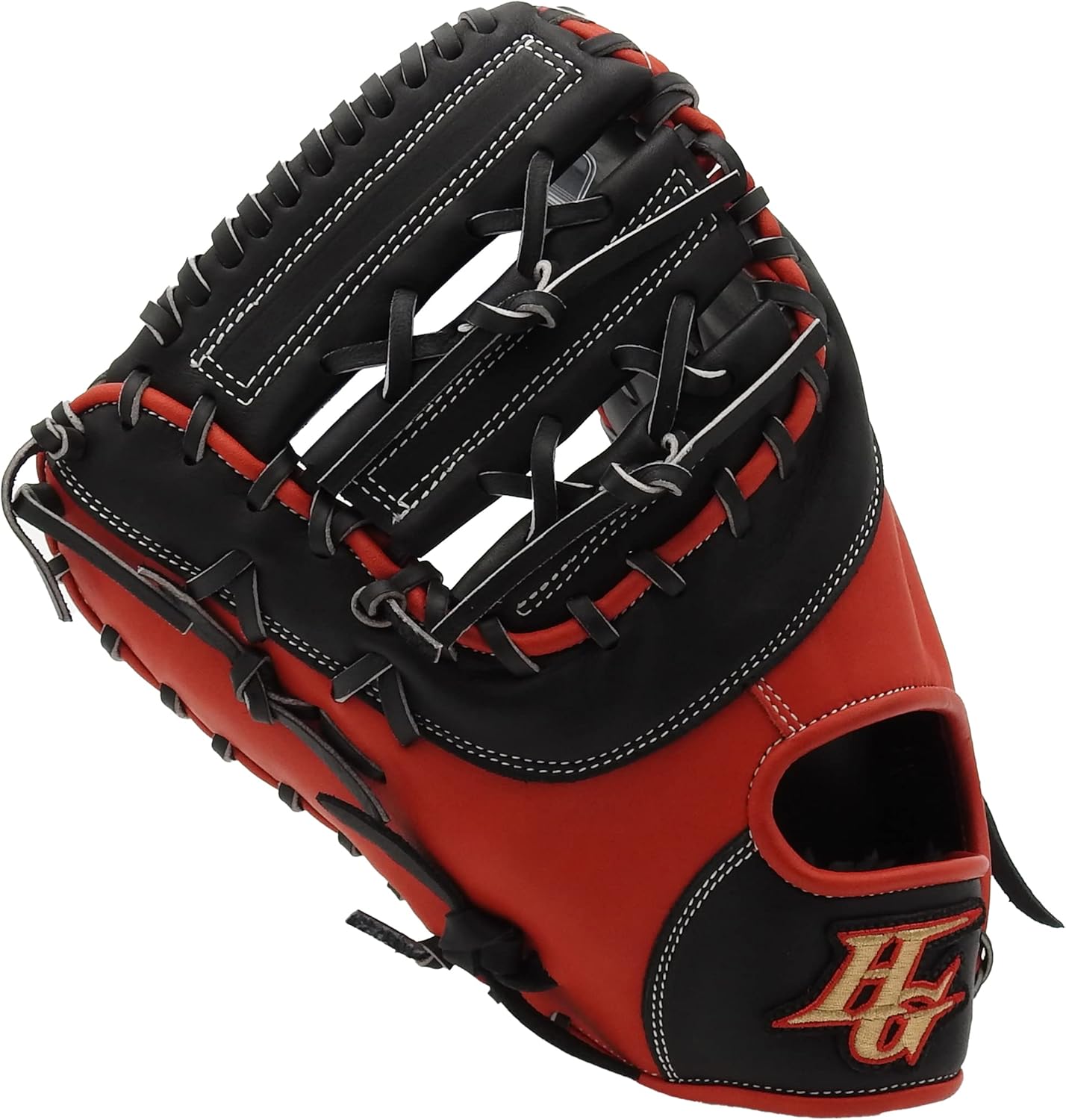 HI-Gold Basic Customer BSG-965F Softball Soft First Baseman Catcher Mitt, Black x Red Orange First Mitt