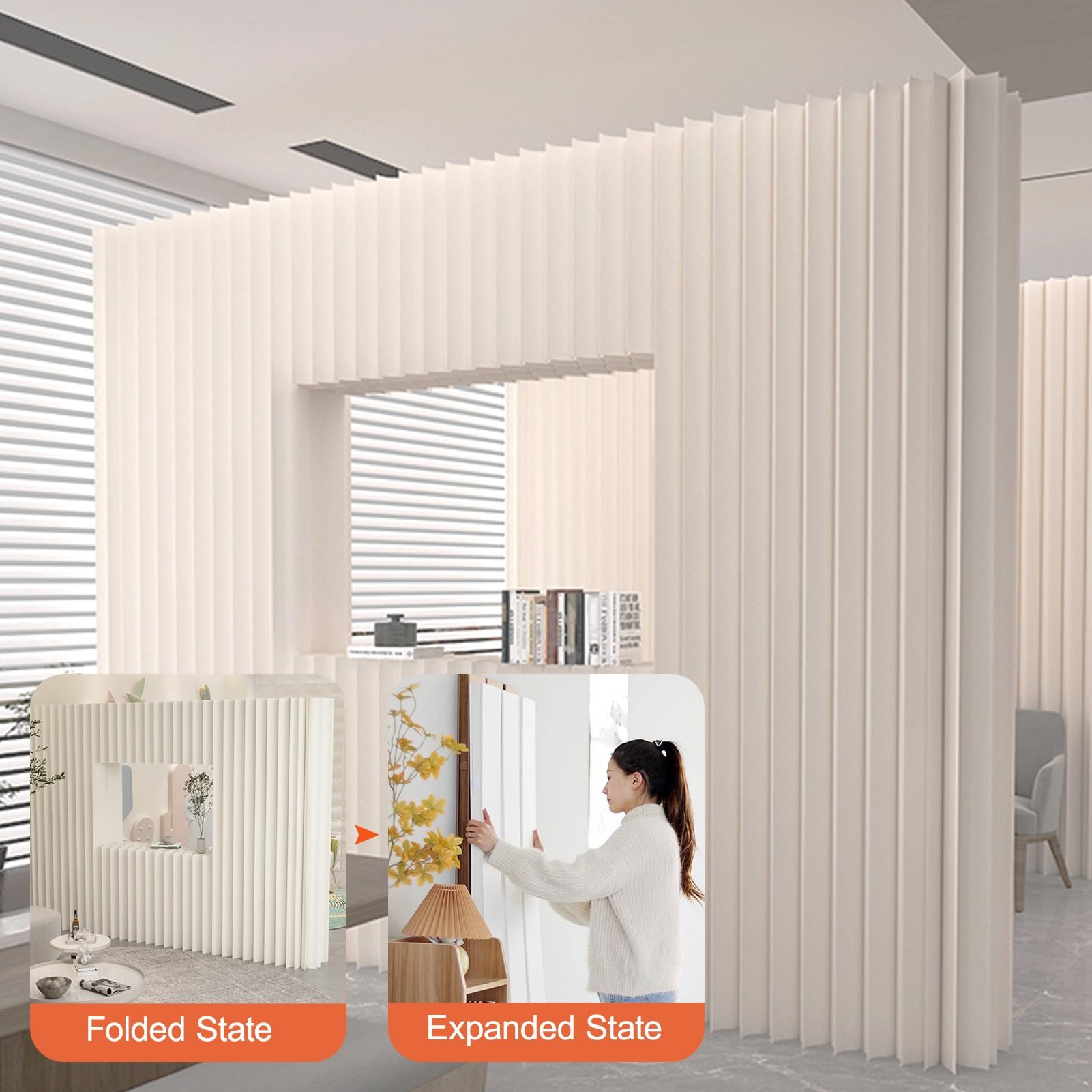 Separador de habitación de papel plegable, pantalla de privacidad para separación de espacios, división suave para el hogar, oficina y espacios minoristas