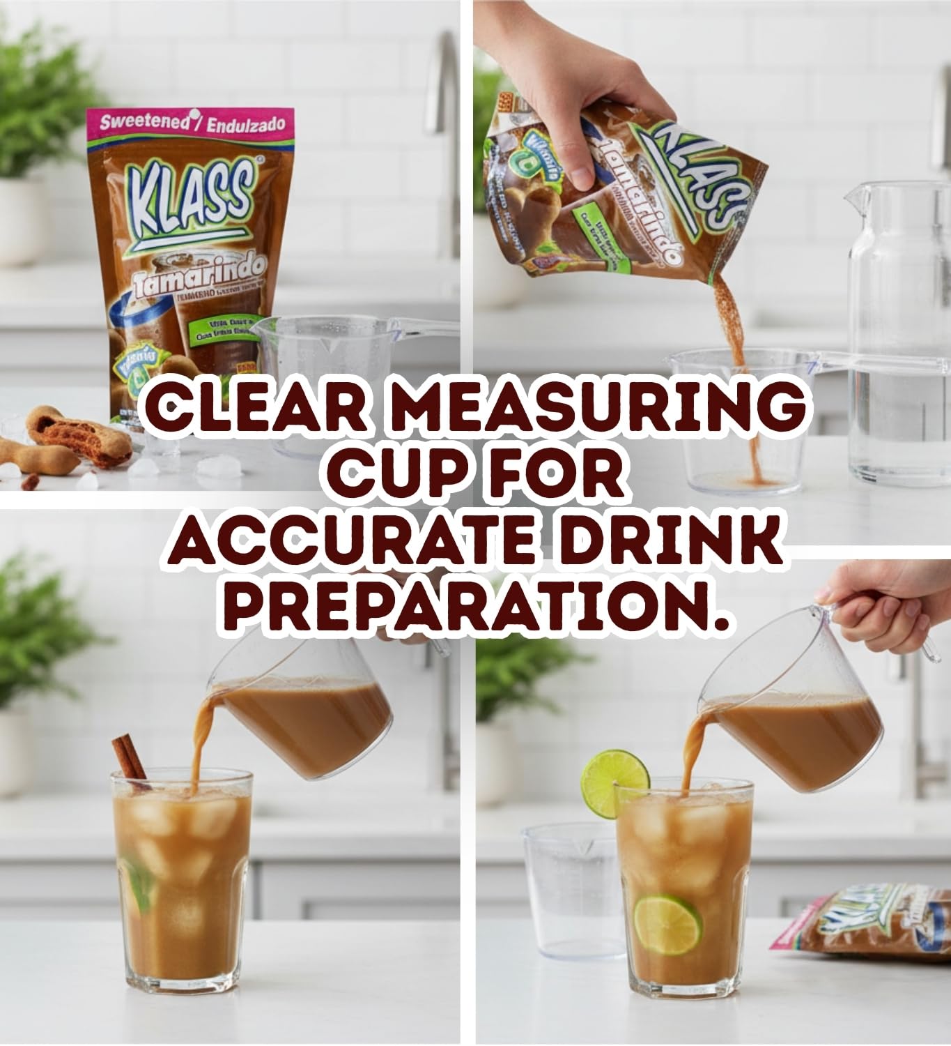 3x Klass Bev Mix Tamarindo Sweetened 14.1 OZ Bundle with Measuring Cup – Traditional Aguas Frescas Drink Mix with Sweet and Tangy Tamarind Flavor – Gift Set (3 Items)