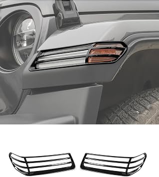 Black Turn Signal Light Cover for 2018-2024 Jeep Wrangler JL/JT Front Side Turn Light Eyebrow Light Cover Trim Frame Exterior Decor Accessories