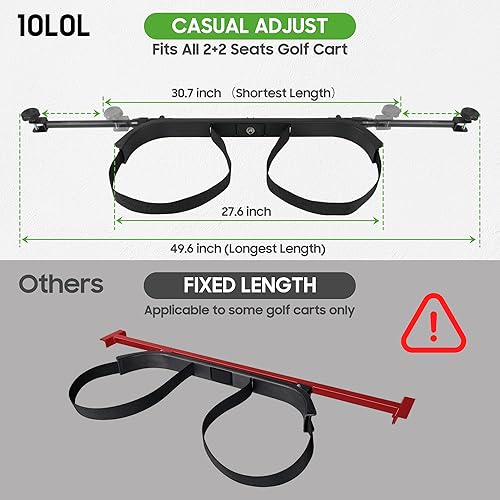 Miniatura 2 de 10L0L Accesorio mejorado para bolsa de golf, soporte ajustable para bolsa de carrito trasero para Yamaha, EZGO y Club Car, no requiere