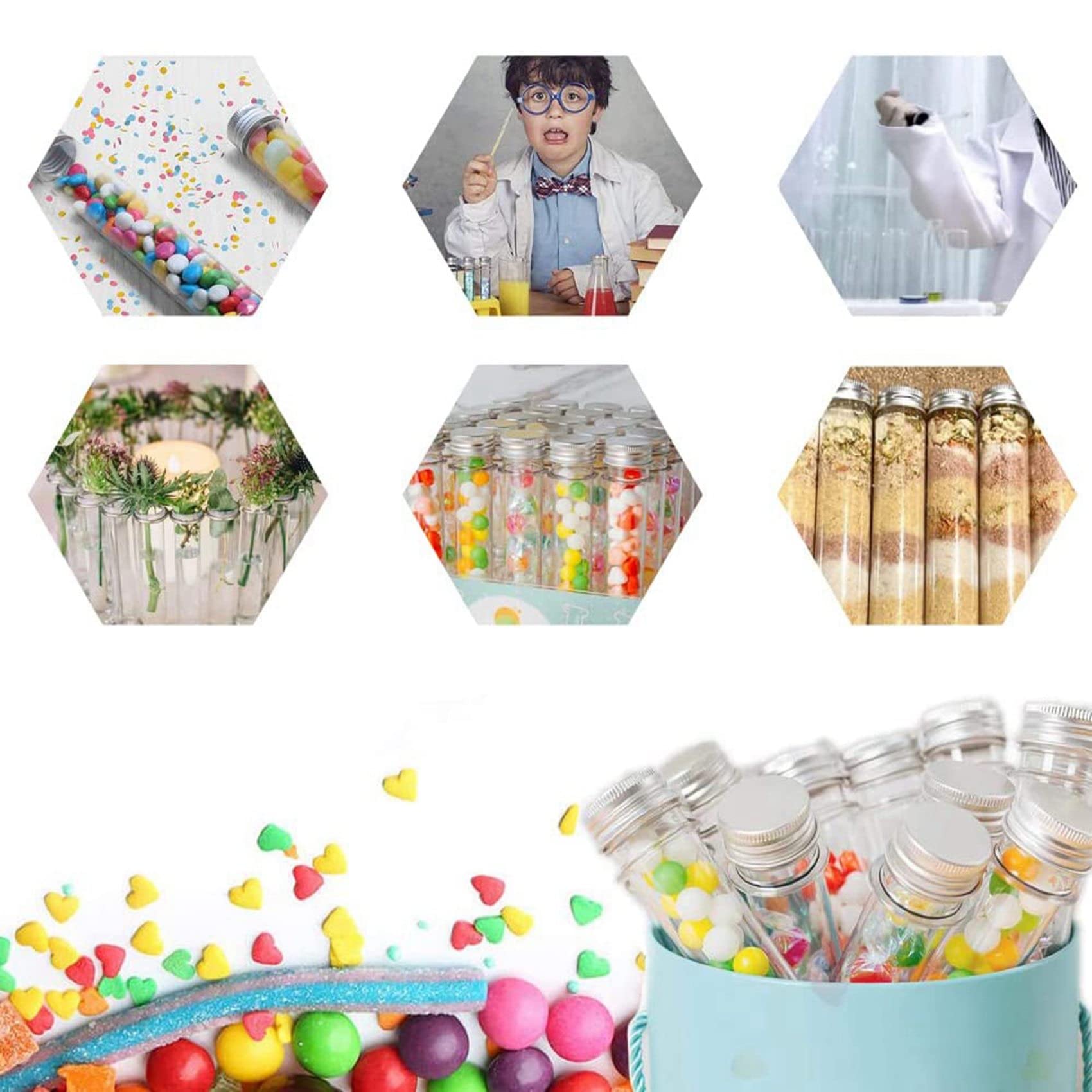 90 PCS Reagenzgläser 45 ml Kunststoff Reagenzgläser Einzelreagenzgläser mit Deckel Probenaufbewahrungsröhrchen Transparente Röhrchen Set