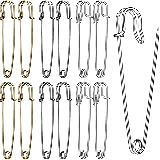 Ftyiwu Large Safety Pins, 30 Pack Heavy Duty Safety Pins 3 Inch, Stainless Steel Safety Pin for Clothes, Blankets, Laundry, Leather Canvas, DIY Crafts (Gun Black, Silver, Bronze)