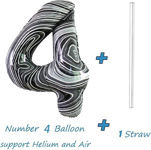 Miniatura 9 de Tellpet Globo número 1 para decoración de fiesta de primer cumpleaños, 40 pulgadas, ágata de mármol negro