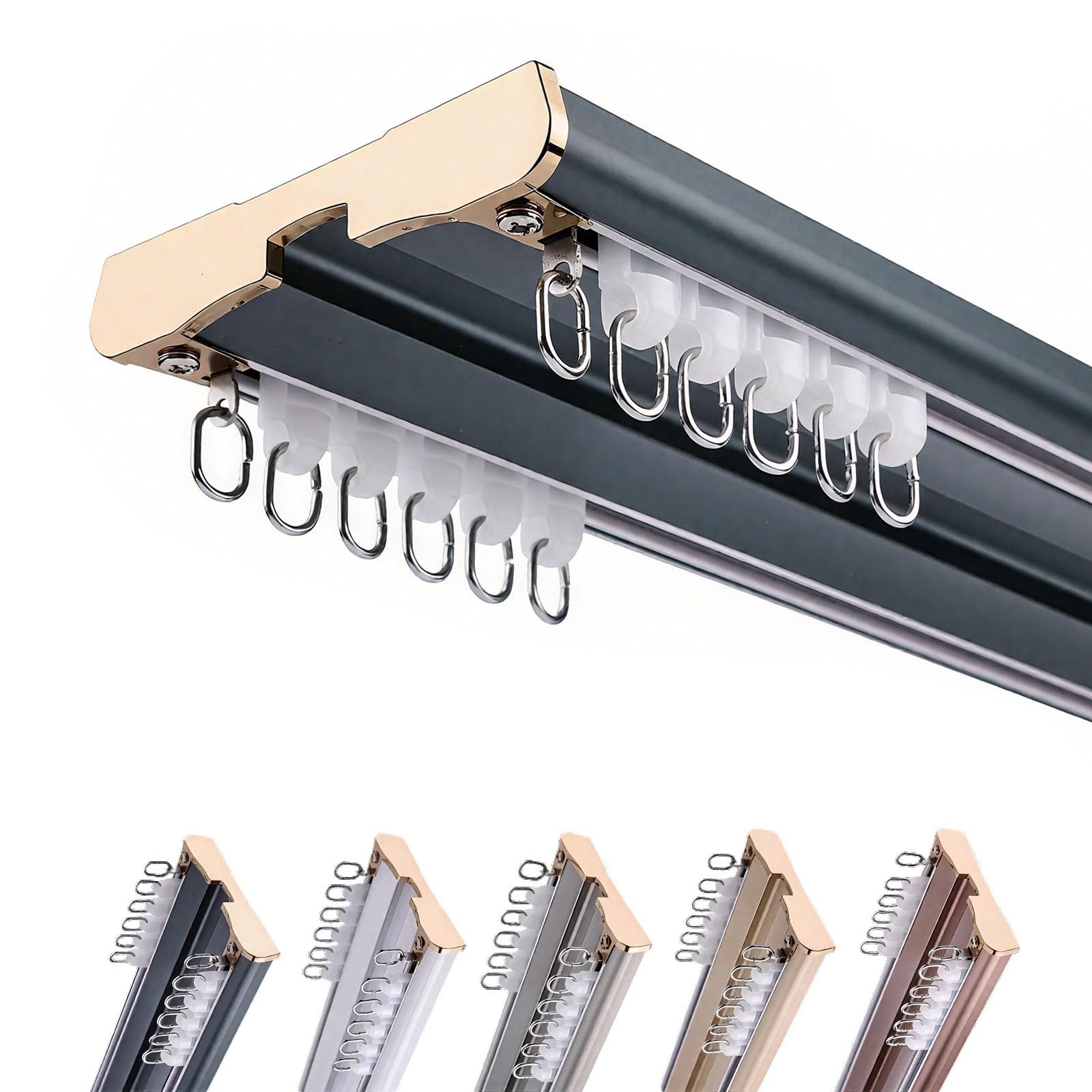 Aluminiowy ain Track 2-pasmowy solidny pręt sufitowy do ciężkich powierzchni o długości 2 m - 6 m cichy rozdzielacz pokojowy (niebieski, 4,8 m)