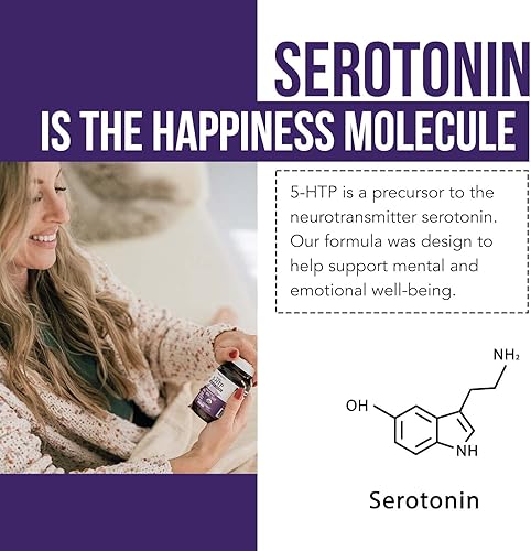 Miniatura 6 de Organic 5-HTP - 200 mg | 99% de concentración de 5HTP, más vitamina B6 y melena de león | Agua extraída de semillas de Griffonia orgánicas | Apoya