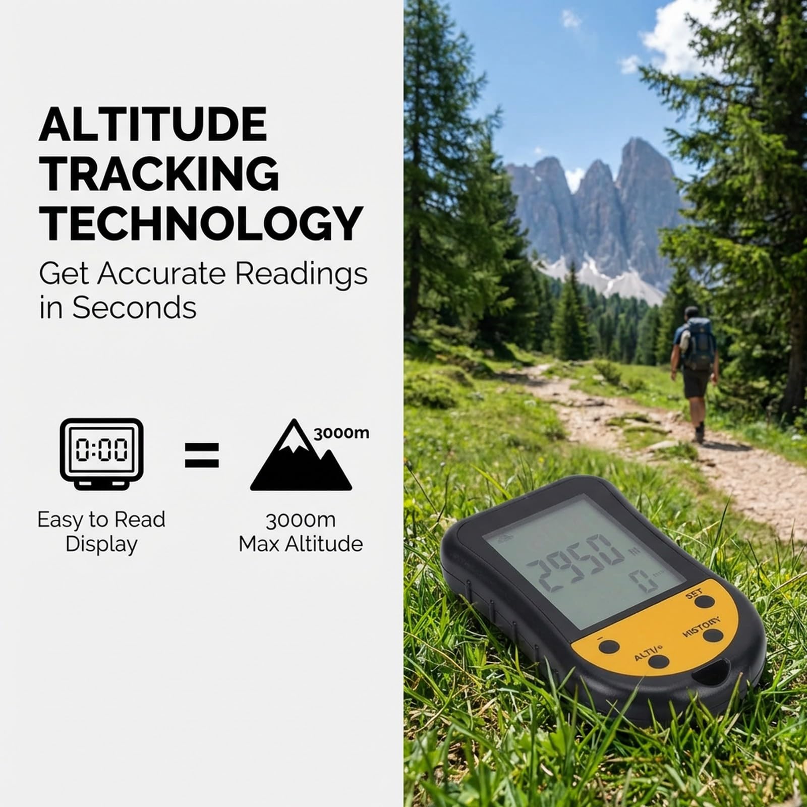 Altimetro Portatile Digitale Multifunzionale, Barometro, Bussola, Termometro con Display LCD Retroilluminato - Compatto, Resistente, Ideale per Escursionismo e Parapendio