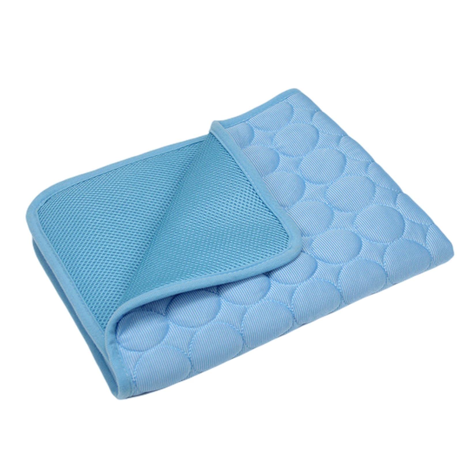 KOOBS Hundedecke Hundekühler Atmungsaktive Decke Ice Seidenkissen Waschbarer Kissen Sommerkissen Hund Und Katzendecke-Blue,L 70X55Cm