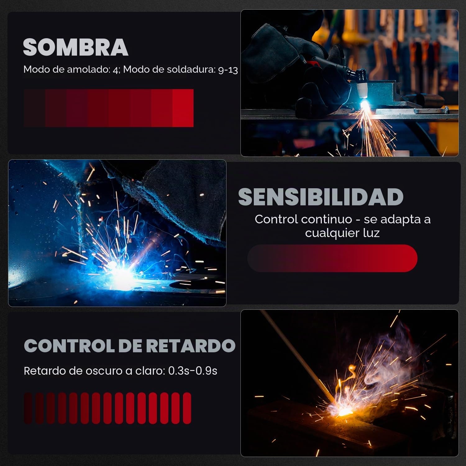 ARCCAPTAIN Casco de soldadura con pantalla de visualización grande, 1/1/1/1 de claridad óptica superior, oscurecimiento automático, sensor de 4 arcos, tiempo de respuesta de 1/25000s, casco de