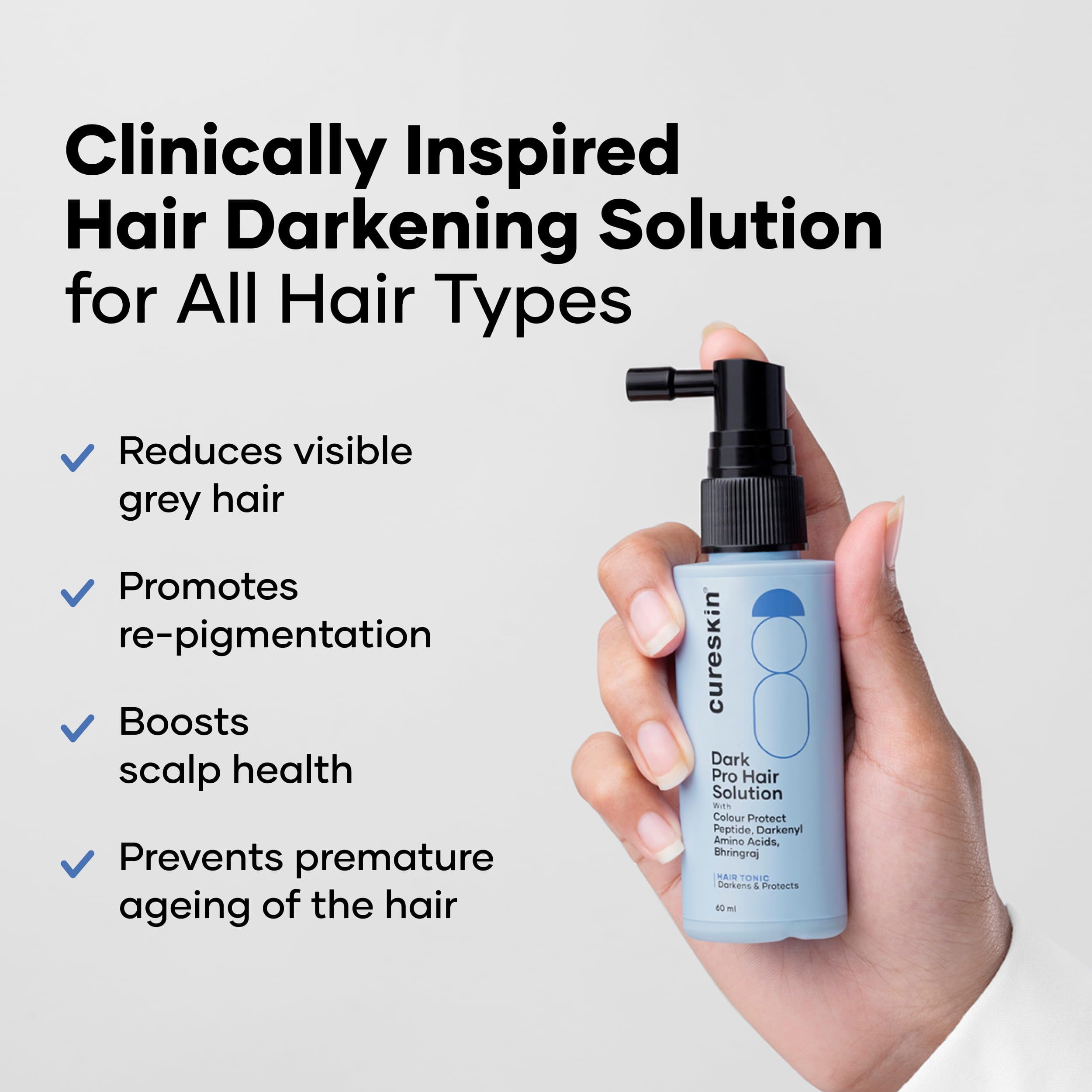 Cureskin Dark Pro Hair Solution Sérum Anti-Cheveux Gris 60 ml Lot de 2