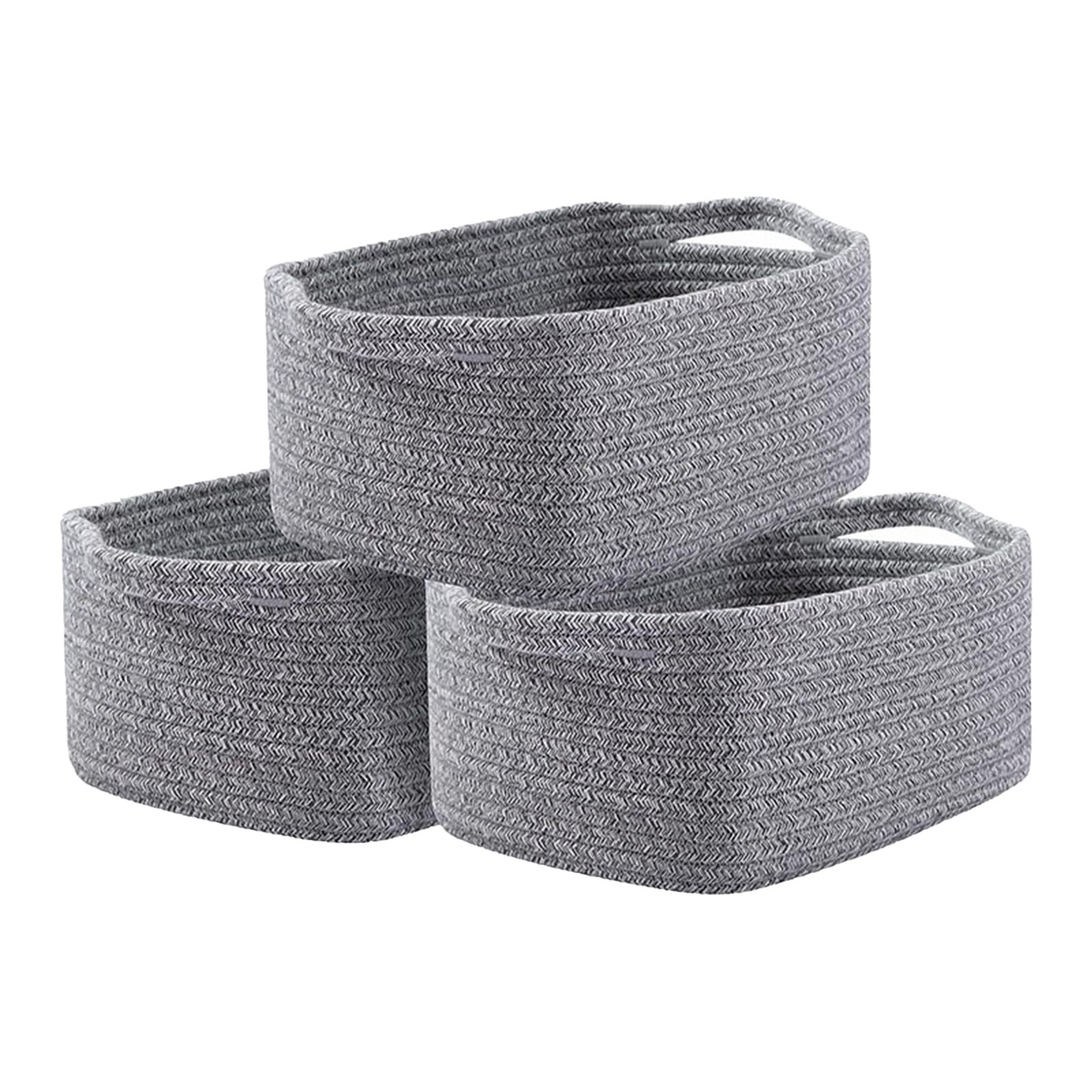 Cesta de almacenamiento pequeña de 33 cm (gris), cesta de almacenamiento para niños con asas reforzadas, cesta plegable, cuerda de algodón trenzada, para habitación infantil, cuarto de baño