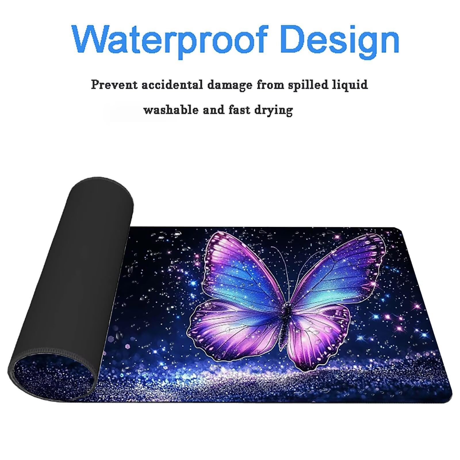 Tappetino Mouse Gaming, 1200x600mm Tappetino Mouse XXL nero 0c0-272 | Mouse Pad Grande, Ottimizzato per i Sensori da Gioco, Migliora Precisione e Velocità, per Mac e PC, Farfalla