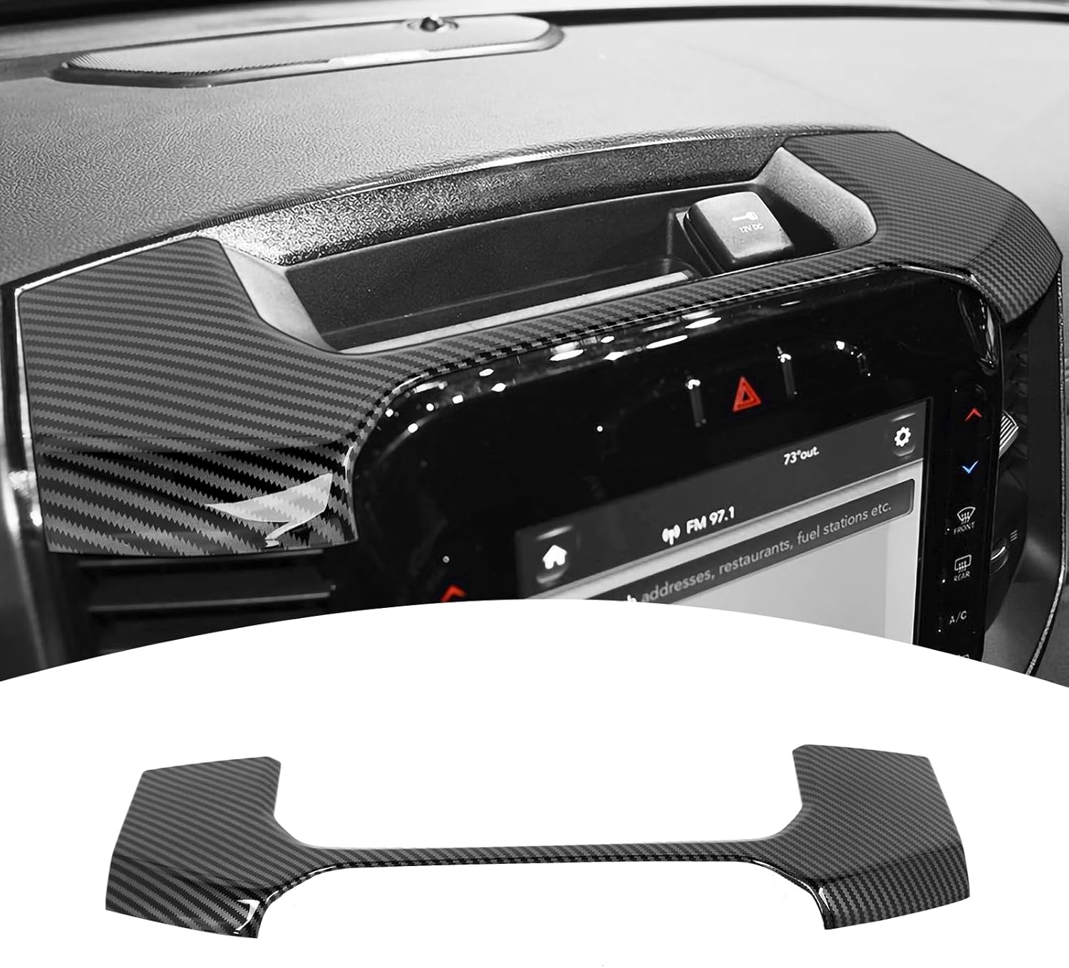 for RAM TRX Center Dash Storage Tray Trim Cover Carbon Fiber for Dodge RAM TRX 2018-2023 Carbon Fiber Interior Accessories