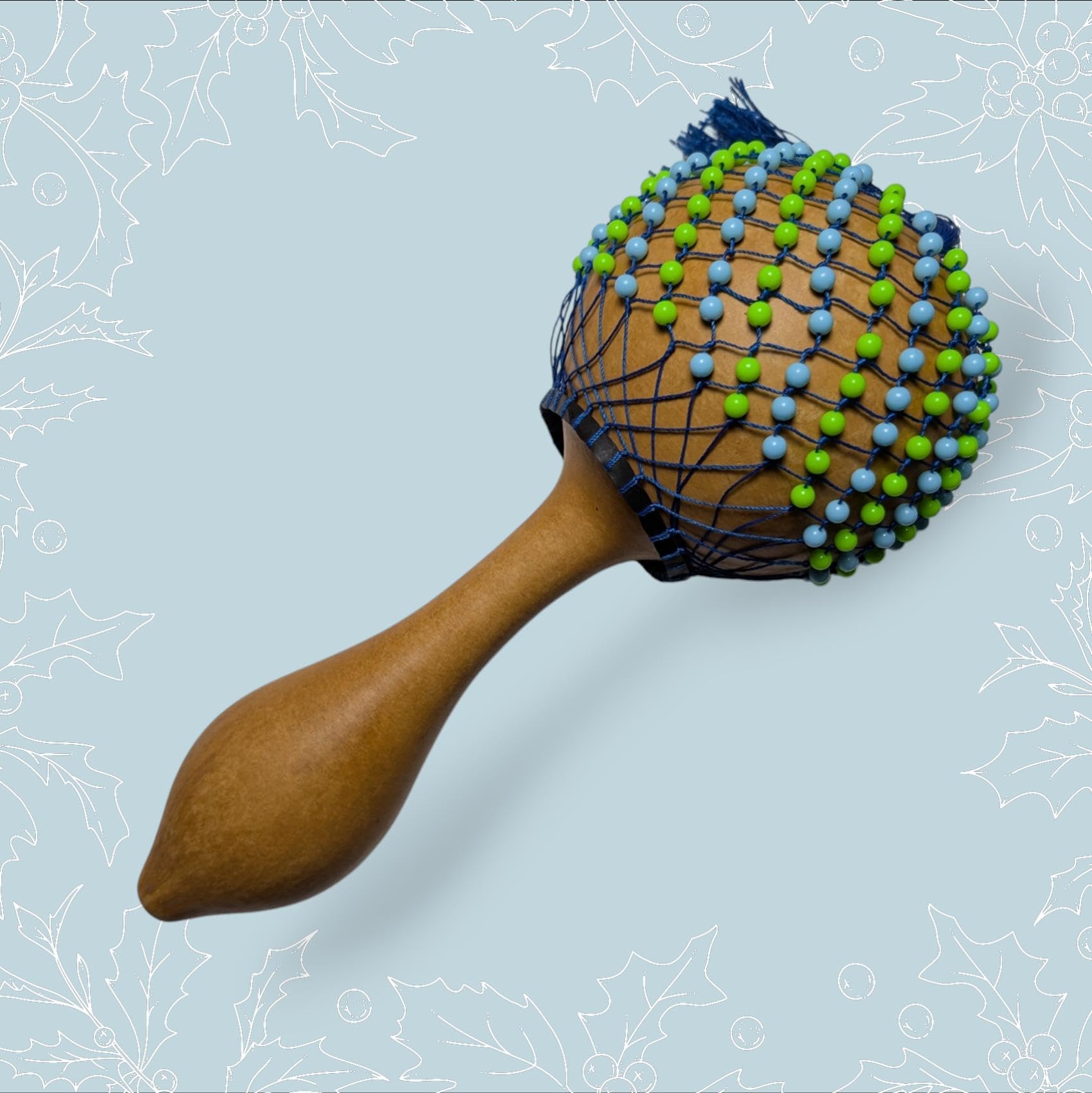 Handmade African Gourd Shaker - Shekere Maraca Percussion Instrument - Various Sizes (Small, Medium, Large) (Large 16" Long)