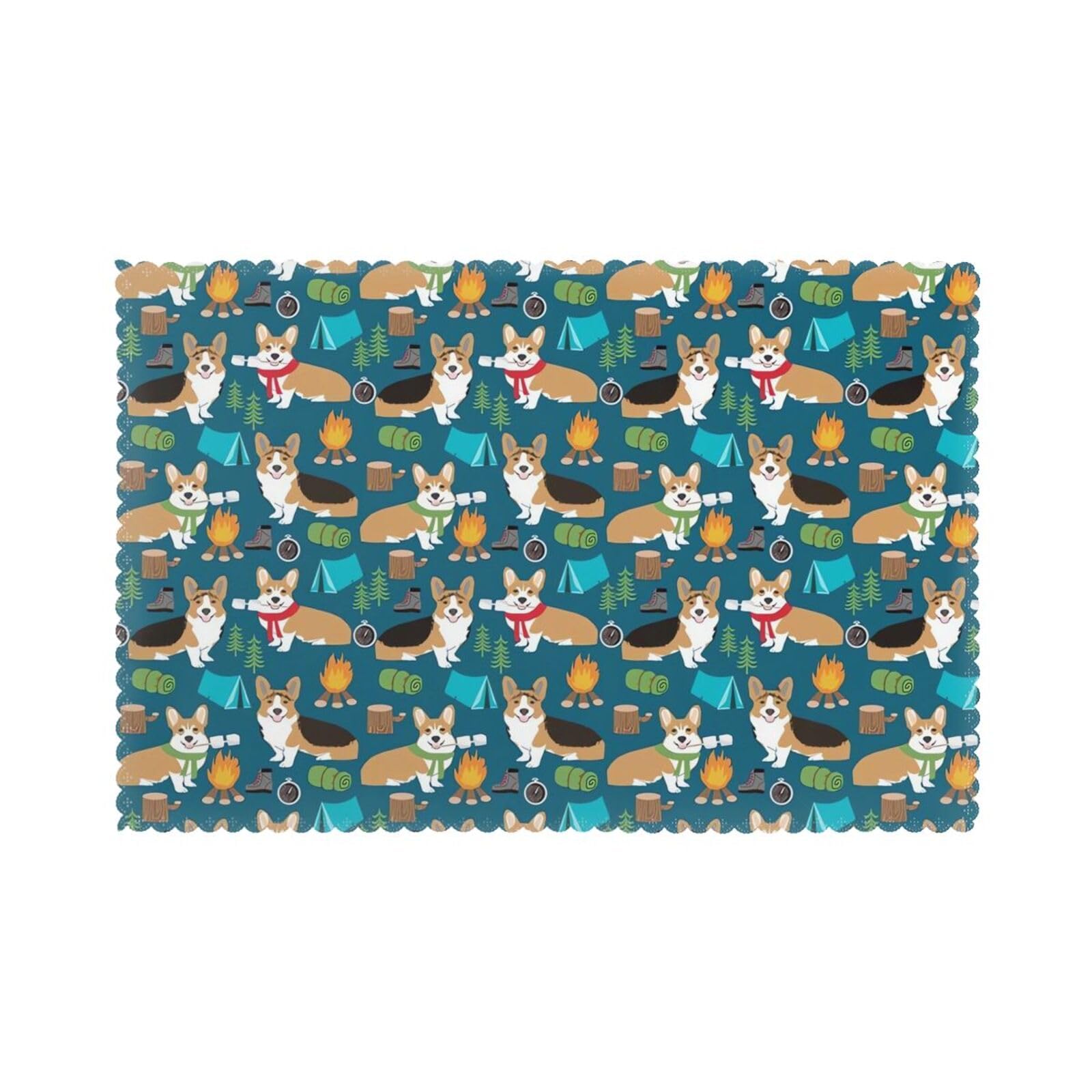 WHJSSF Dog Prints Placemats Set of 6 12x18in - Durable Table Layers with Heat-Resistant & Wrinkle-Free Polyester