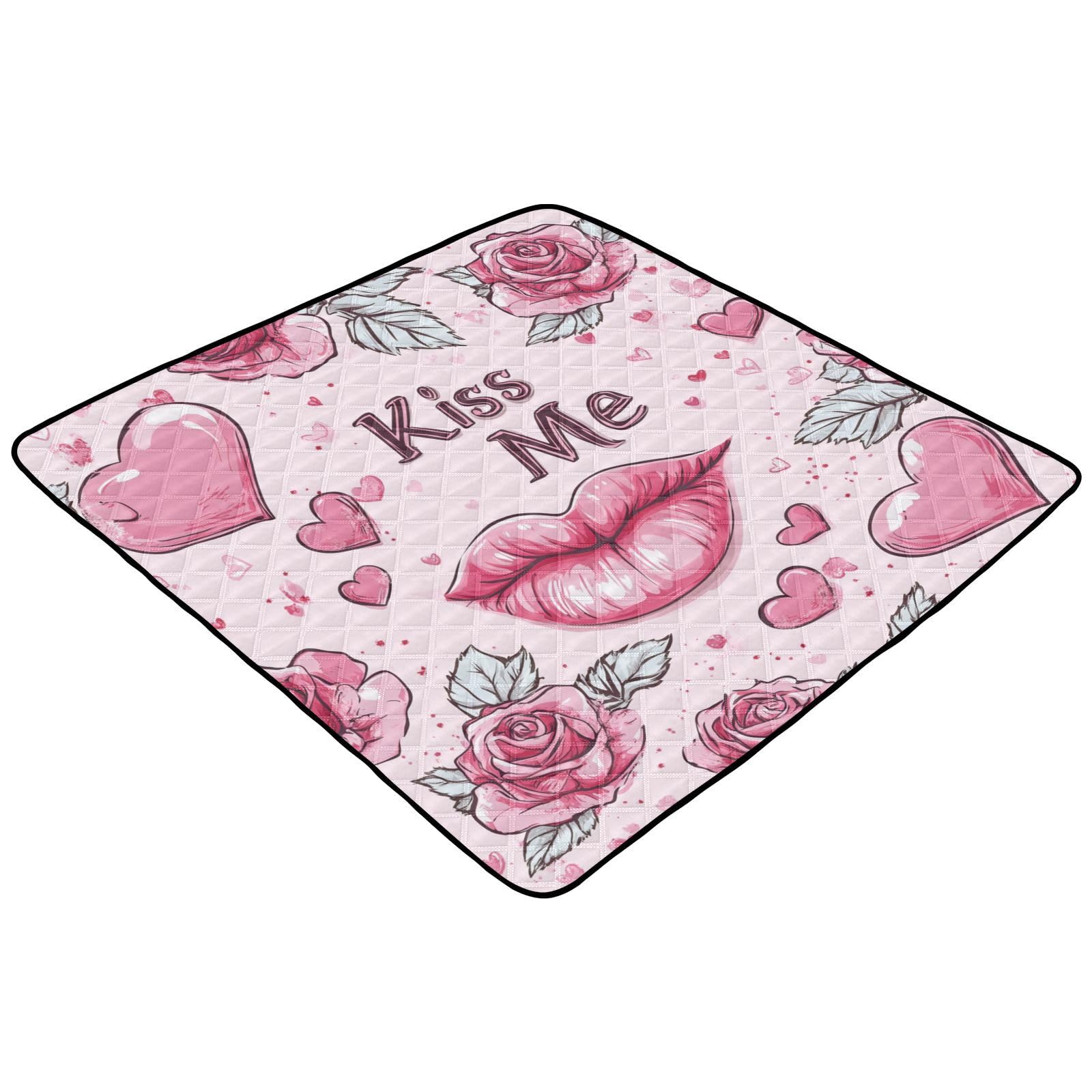 Kigai Kiss Lips Baby Play Mat for Floor and Playpen 50x50 inch Non-Slip Baby Activity Playmat Waterproof Foldable Crawling Mat for Infants Toddlers