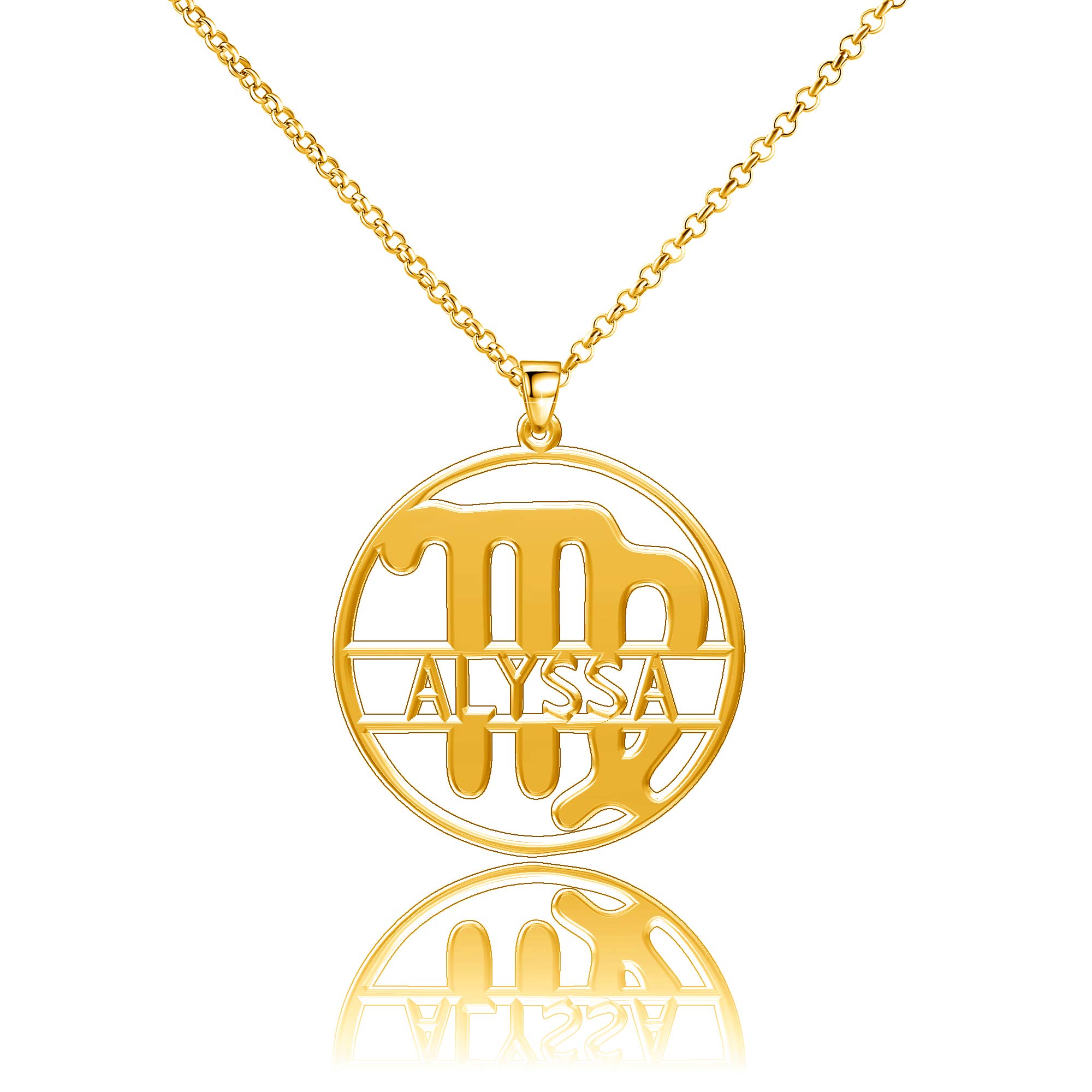 LoEnMe Jewelry Sterling Silver 12 Constellations Custom Zodiac Signs Virgo Personalized Name Necklac