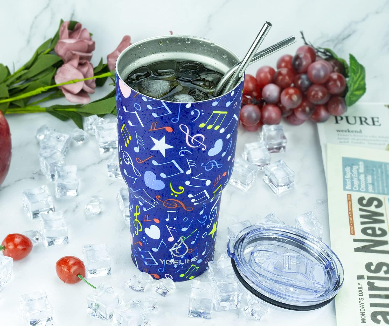 Up To 50% OFF Yoelike Music Note Tumbler 30 oz Stainless Steel Double Wall Vacuum Insulated Cup with Straws, Splash Proof Lid, Straw Clean Brush, Tips for Fan Coaches Mom Men Sports Travel, Keep Drinks Cold and Hot Best Deal 🛒 Yoelike Music Note Tumbler 30 oz Stainless Steel Double Wall Vacuum Insulated Cup with Straws, Splash Proof Lid, Straw Clean Brush, Tips for Fan Coaches Mom Men Sports Travel, Keep Drinks Cold and Hot