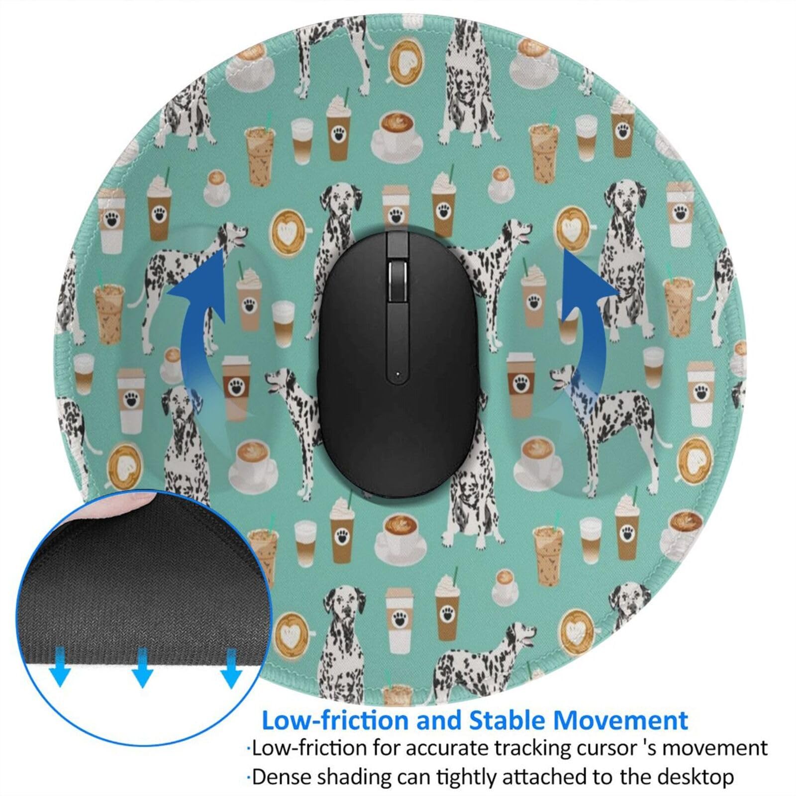 Tappetino per mouse rotondo con stampa di un bel cane maltese con bordo cucito, base in gomma antiscivolo impermeabile tappetino per mouse rotondo per computer portatile mouse wireless da ufficio