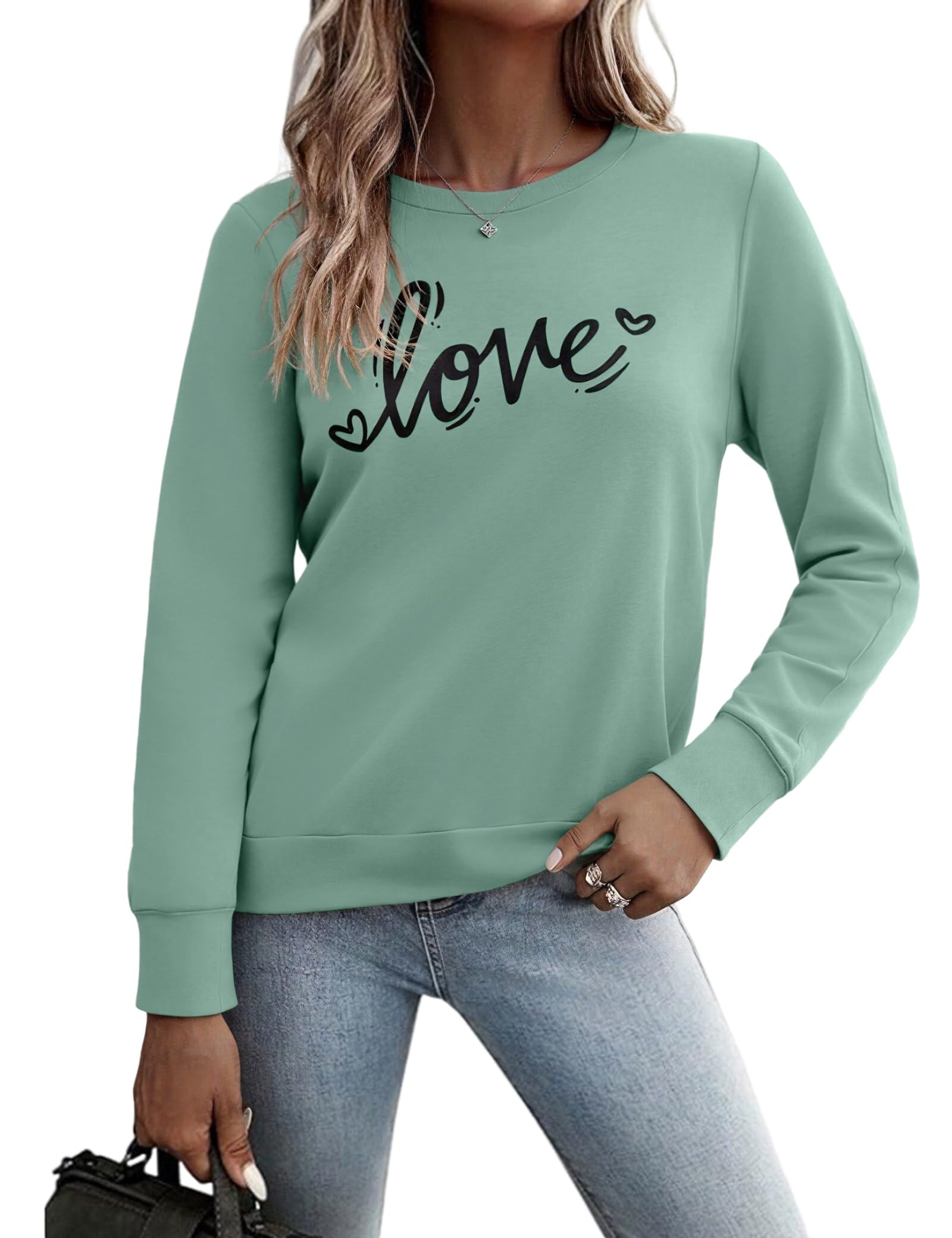 Gyabnw Damen Sweatshirt Ohne Kapuze Eleganter Pullover Mit Rundhalsausschnitt Warm Und Modisch Geeignet Für Frühling Und Herbst