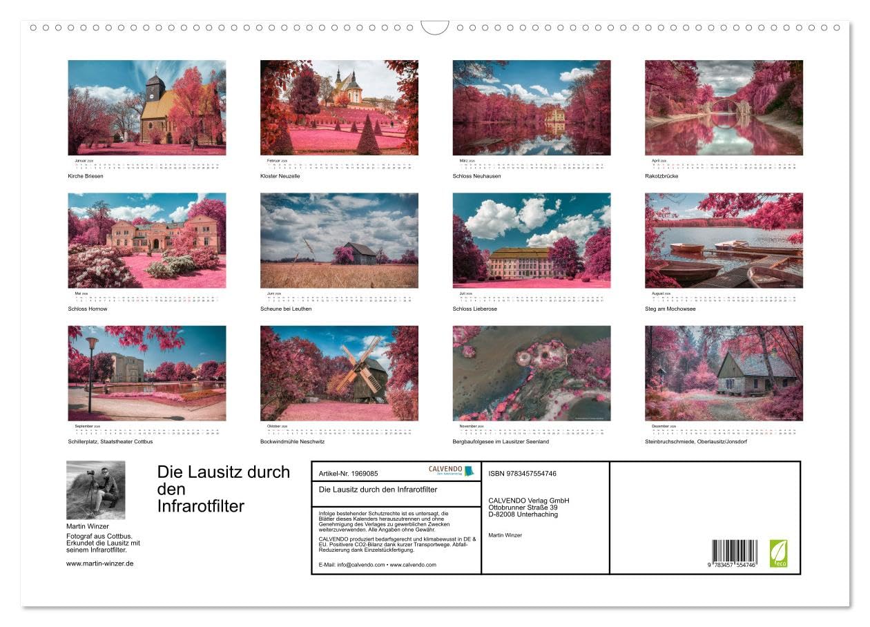 Die Lausitz durch den Infrarotfilter (Wandkalender 2026 DIN A2 quer), CALVENDO Monatskalender: Die Lausitzer Landmarken im Stil eines Infrarotfilm (CALVENDO Natur)