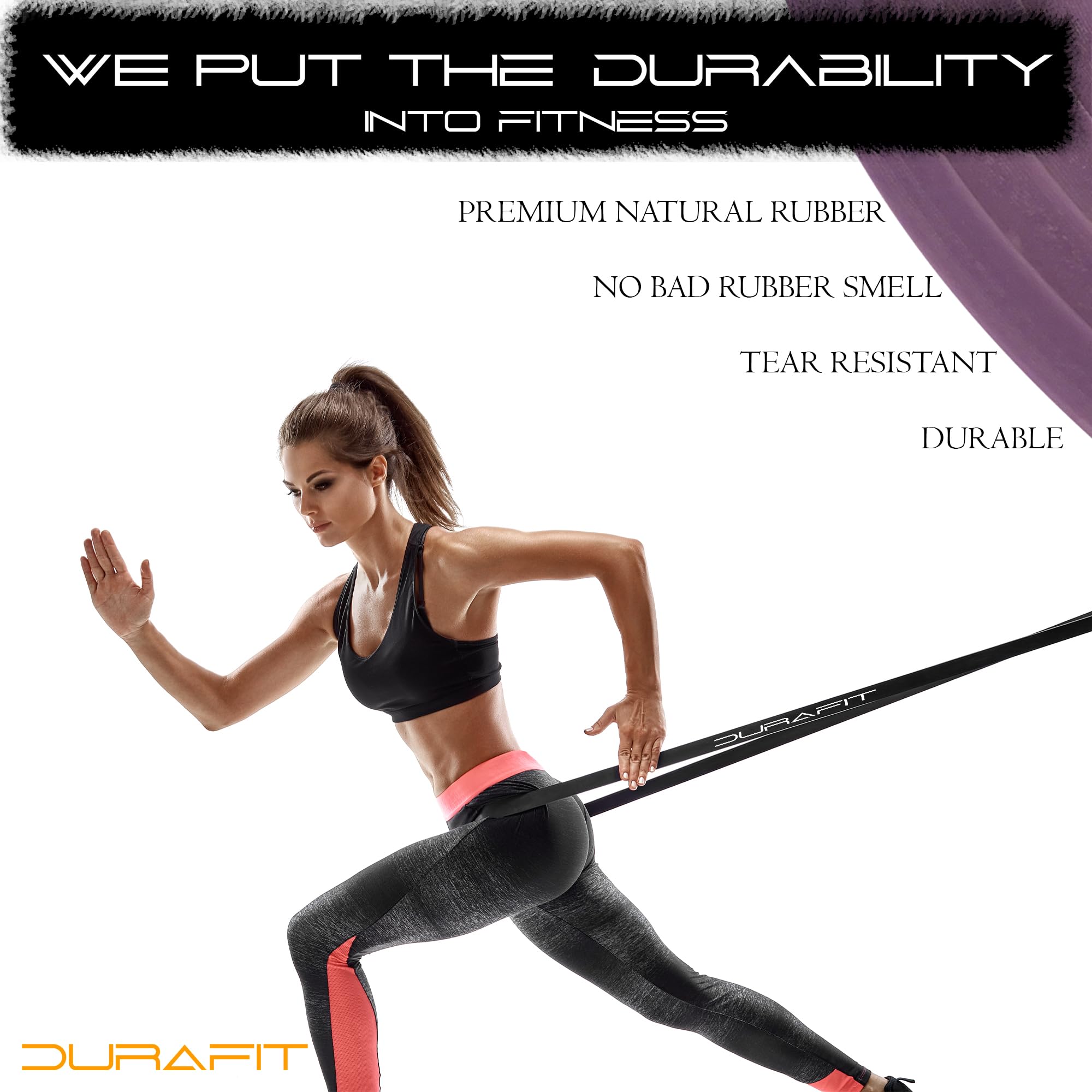 Durafit Fasce di resistenza resistenti ad alta durata per assistenza pull-up, esercizi, sollevamento pesi, stretching, allenamento e allenamento di forza, con borsa per il trasporto inclusa