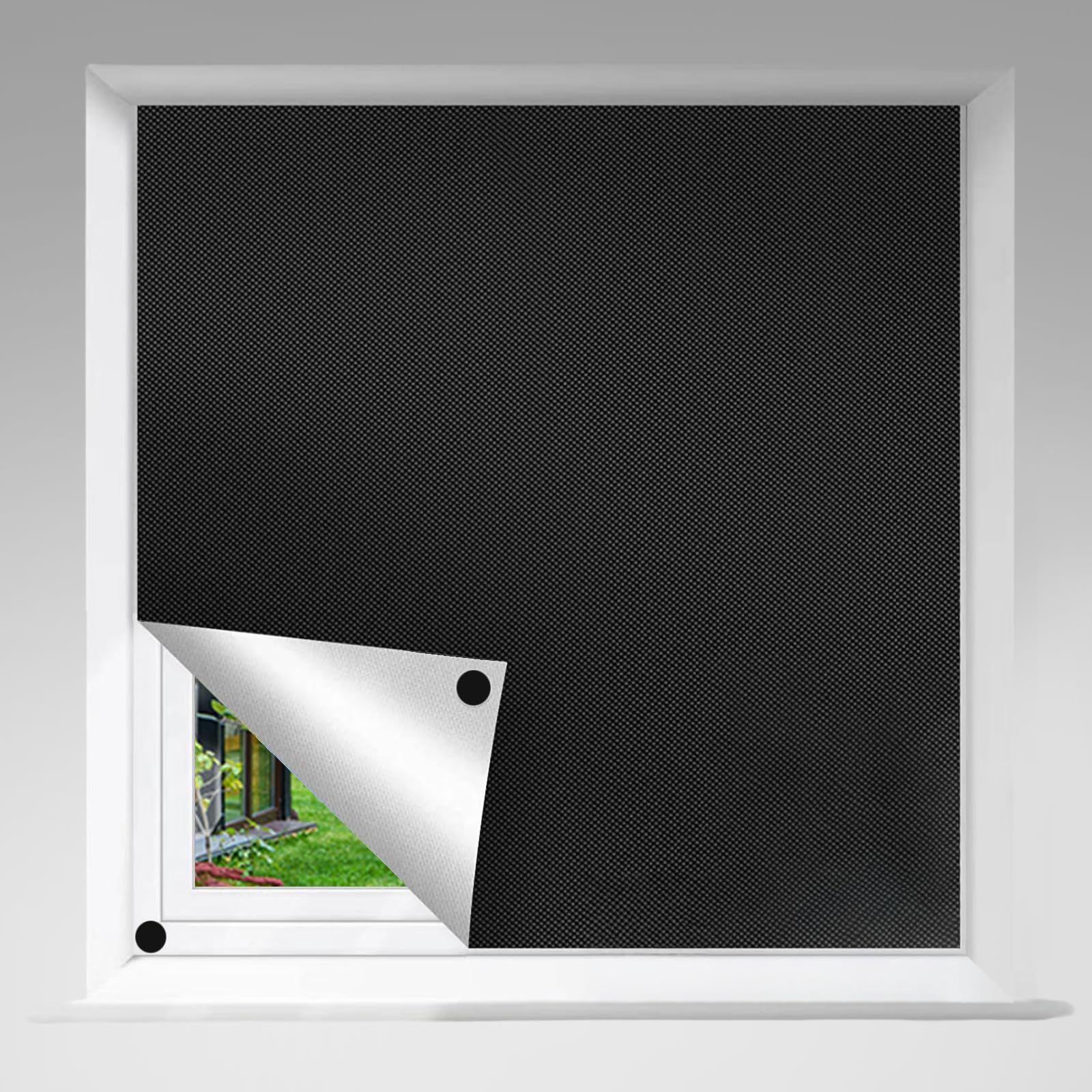Blackout Blind,Portable Blackout Blinds Stick on Blinds for Windows 100% Blackout Material,Blackout Curtains No drilling Temporary Blinds for Bedroom,Living Room and Office (145W x 400H cm)
