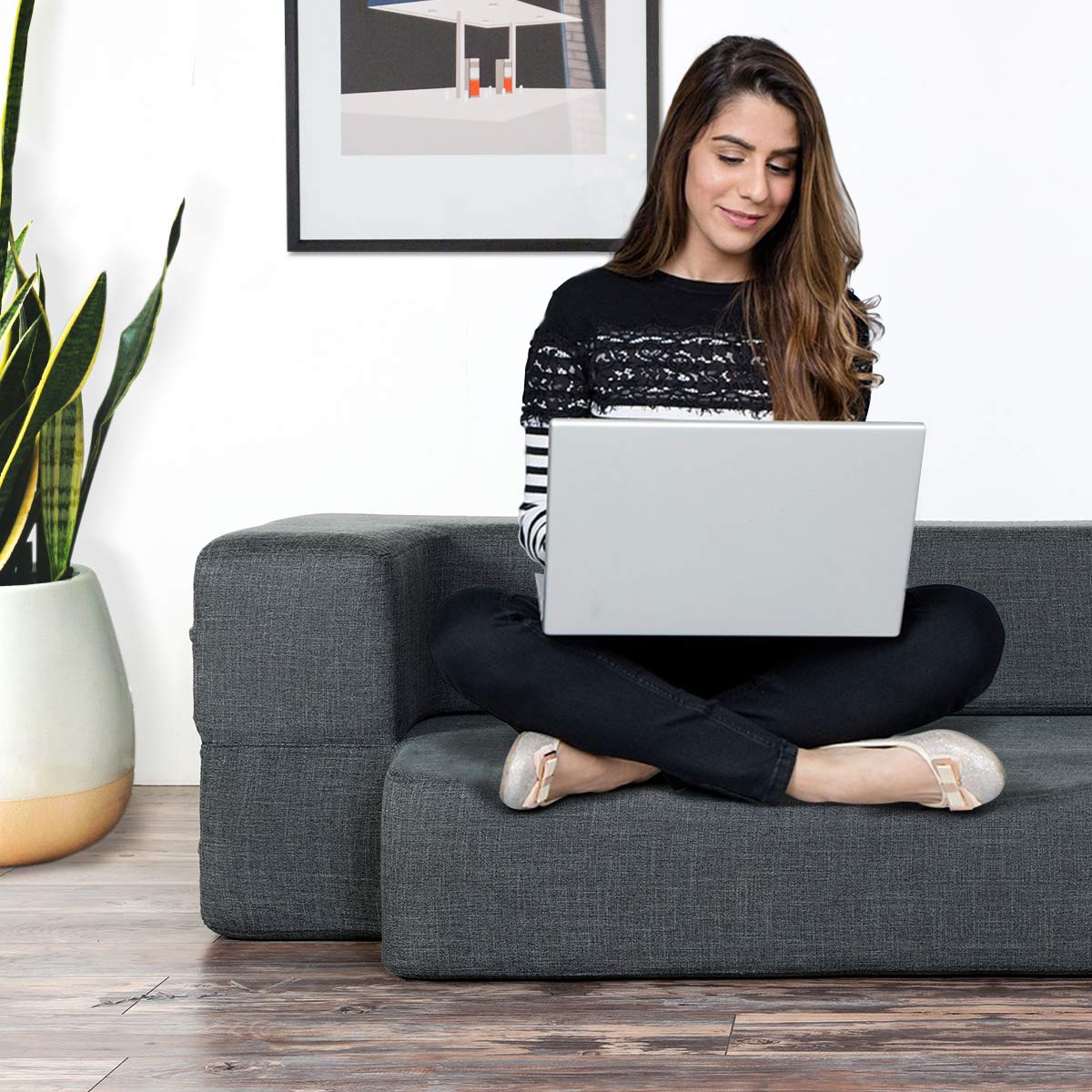 WOTU Folding Bed Couch, Folding Foam Sofa Bed Memory Foam Mattress